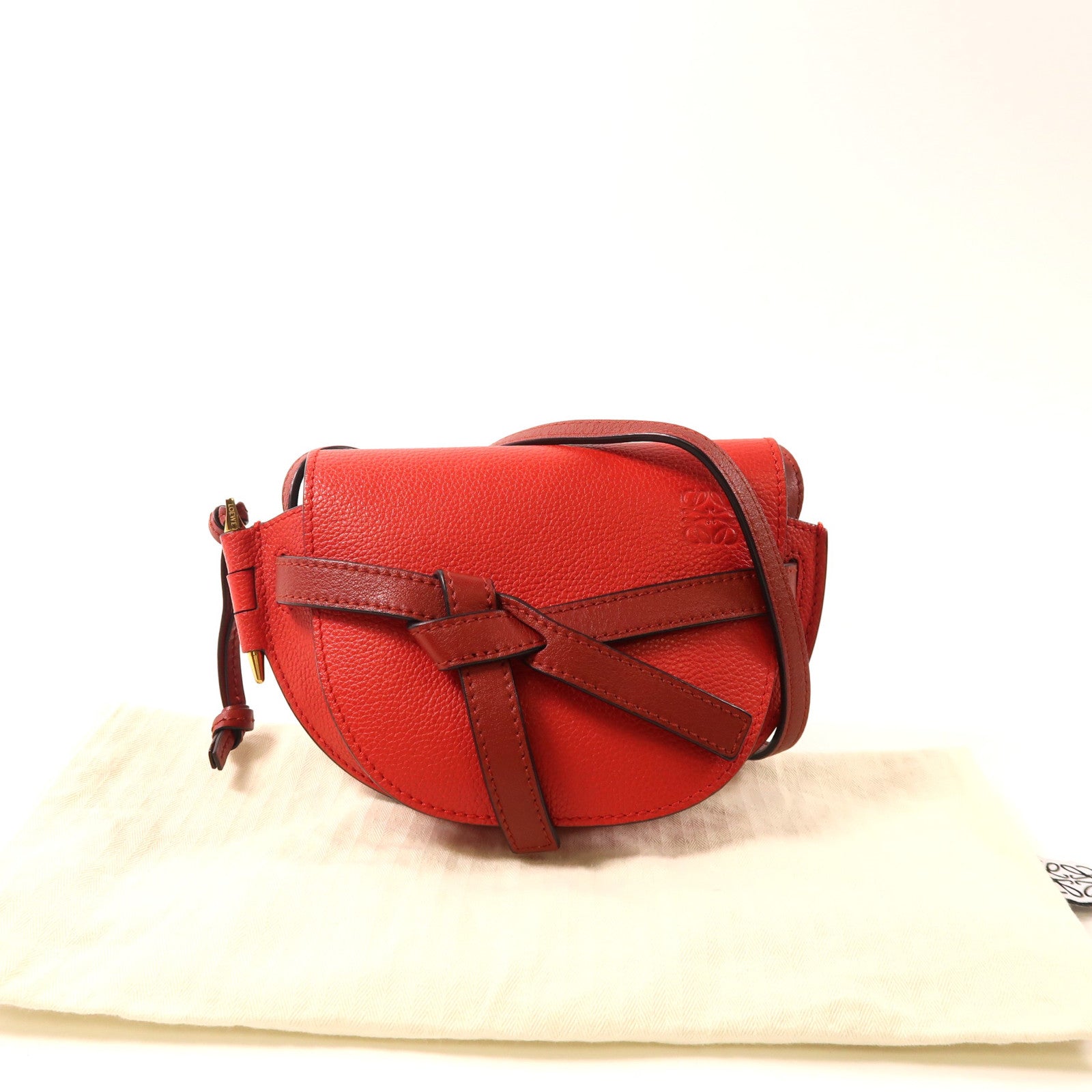 LOEWE 牛皮皮革Gate Mini金扣肩背袋紅色