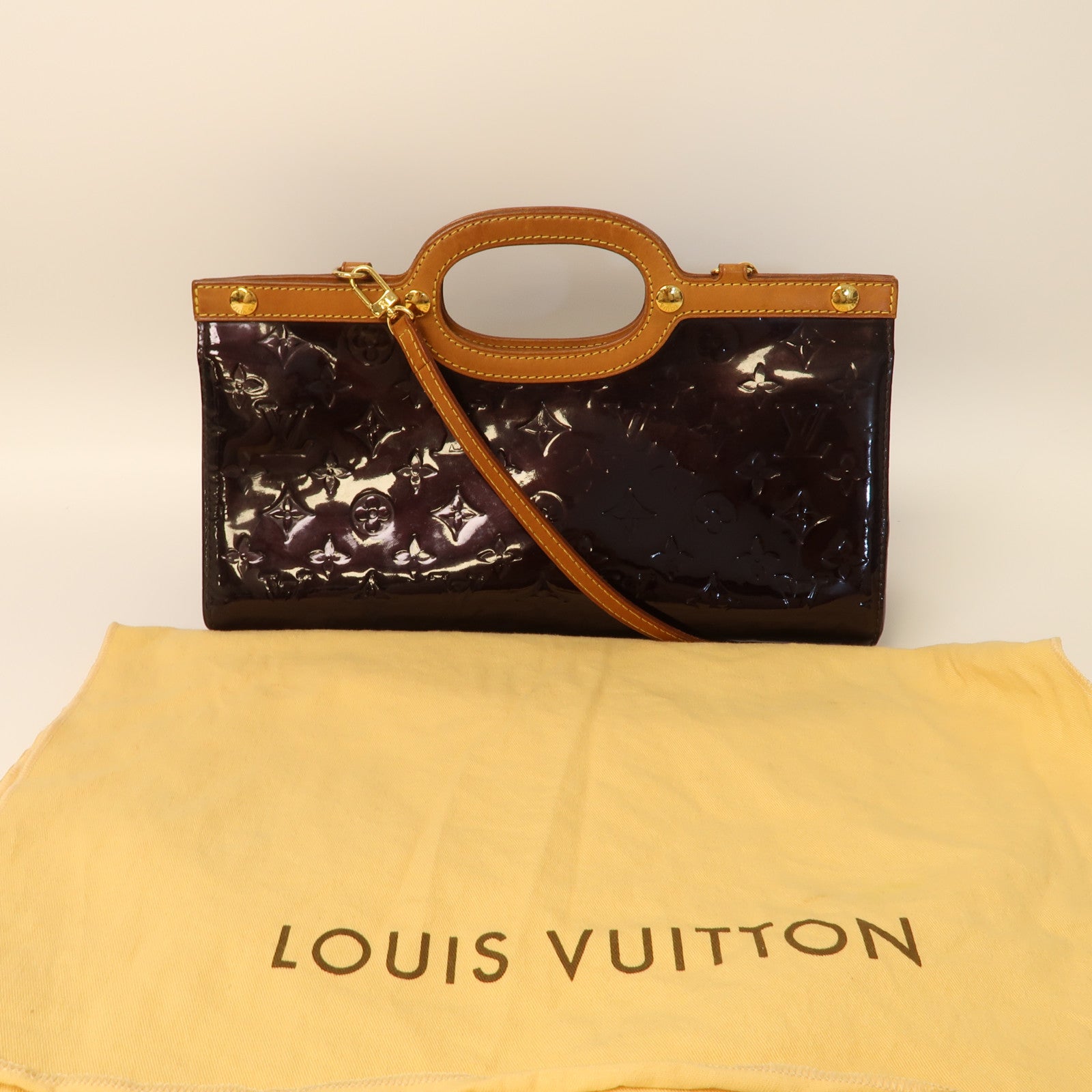 LOUIS VUITTON 【激減優惠】Vernis Roxbury Drive金扣手挽肩背兩用袋酒紅色