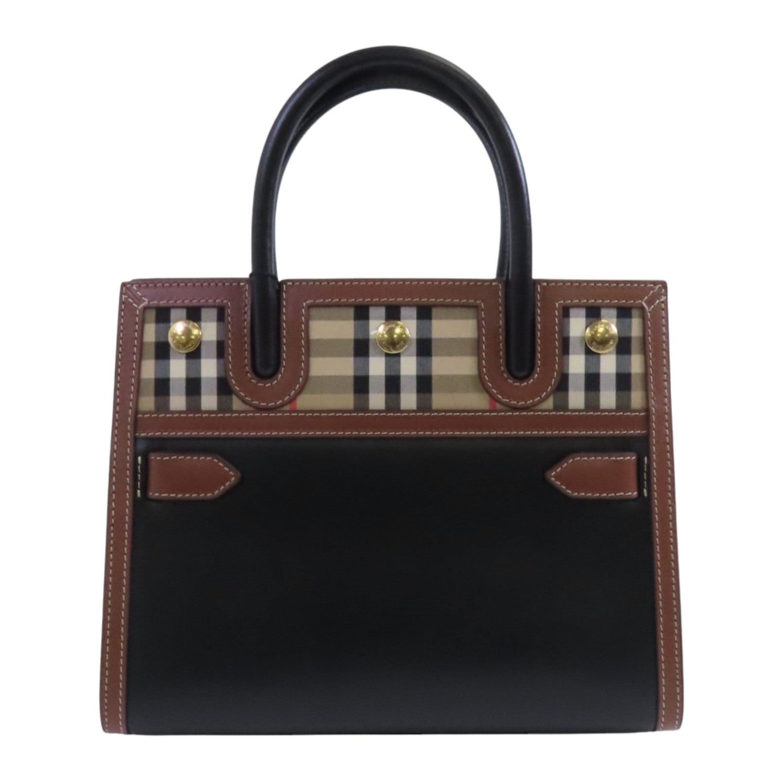 BURBERRY 牛皮皮革/帆布2way Shoulder Bag金扣手挽肩背兩用袋