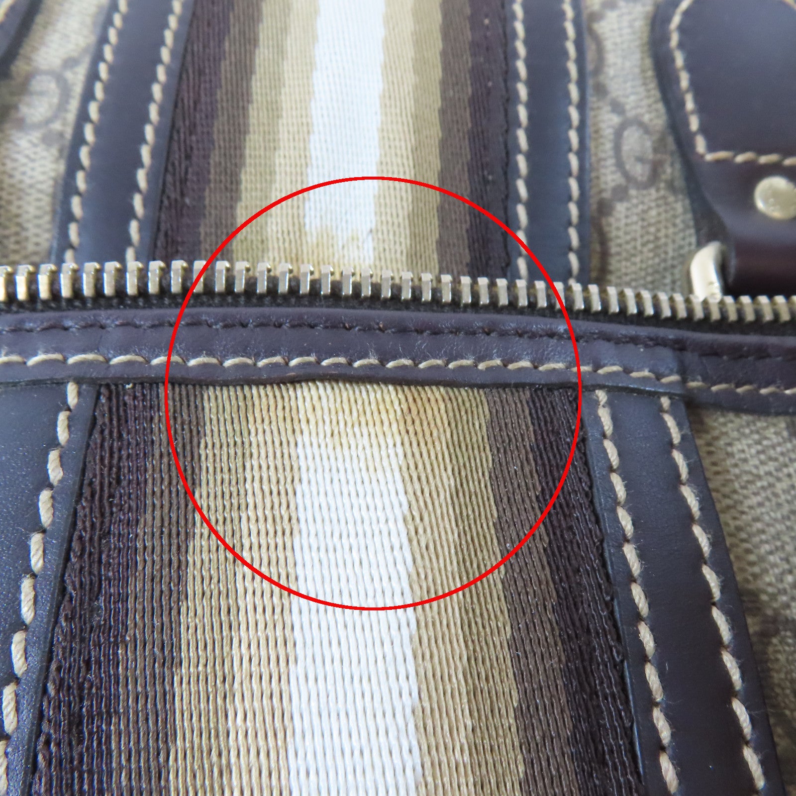 GUCCI 塗層帆布Boston Bag金扣手挽袋啡色