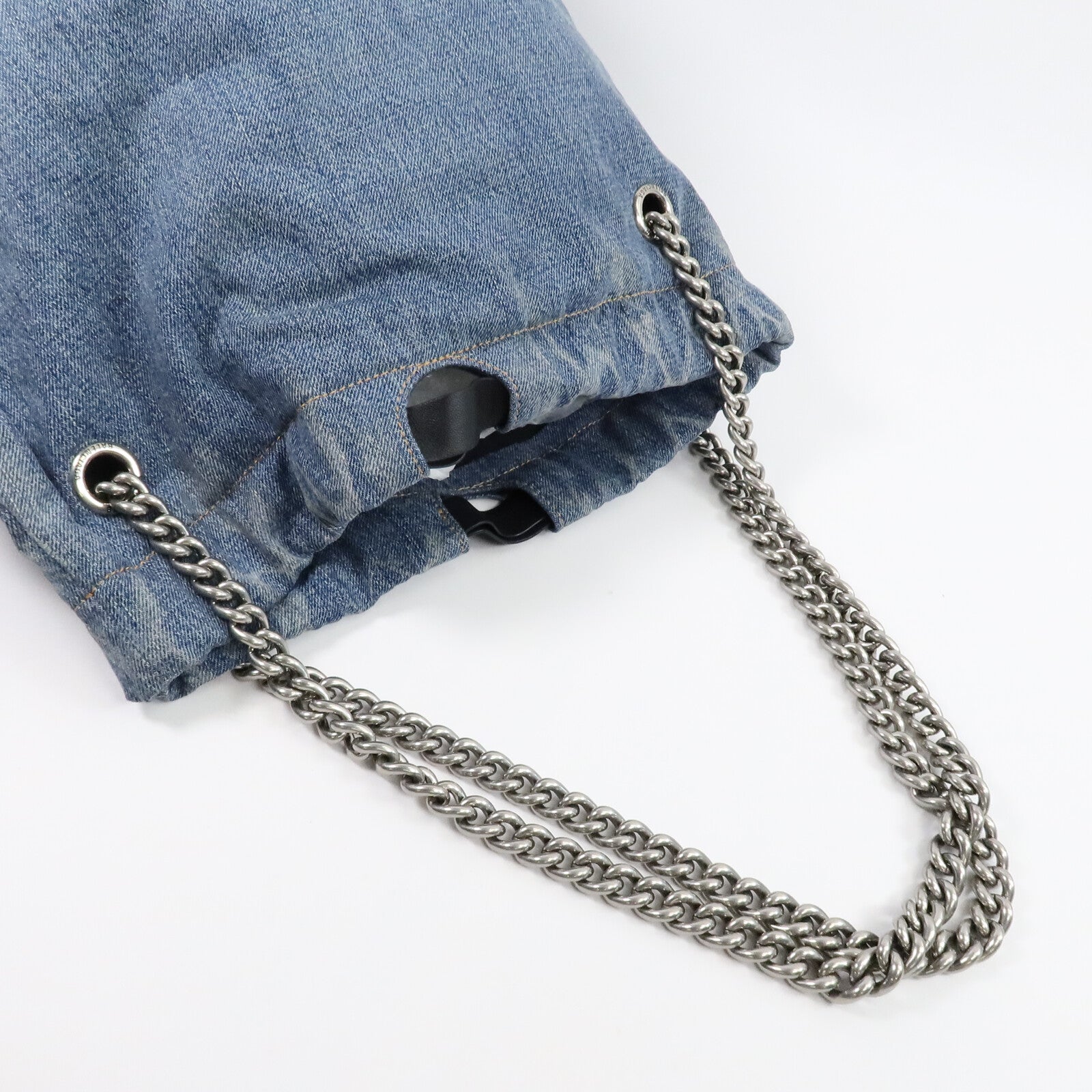 BALENCIAGA 牛仔布Crush M Tote鏈帶肩背袋