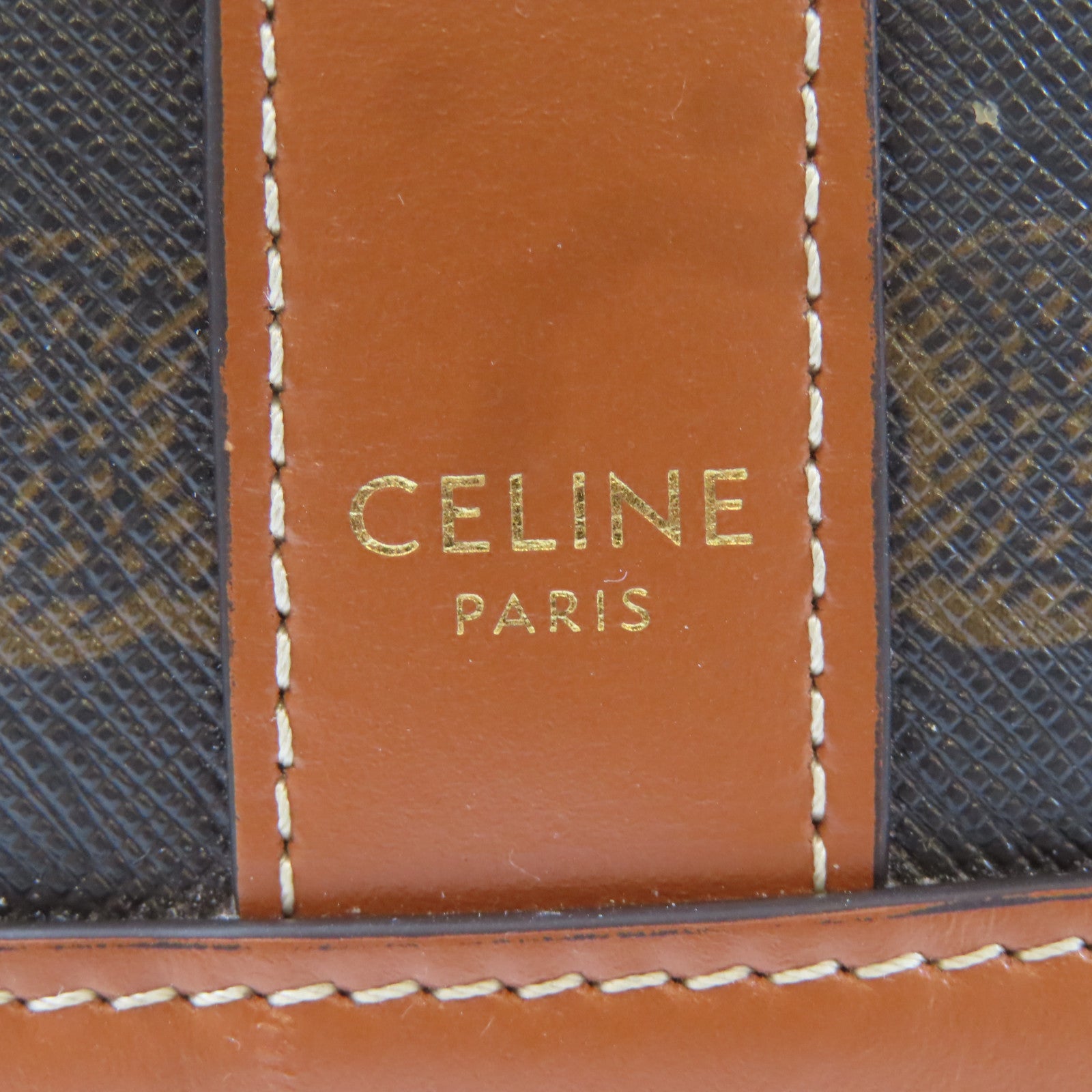 CELINE 塗層帆布Triomphe Bucket金扣肩背袋啡色