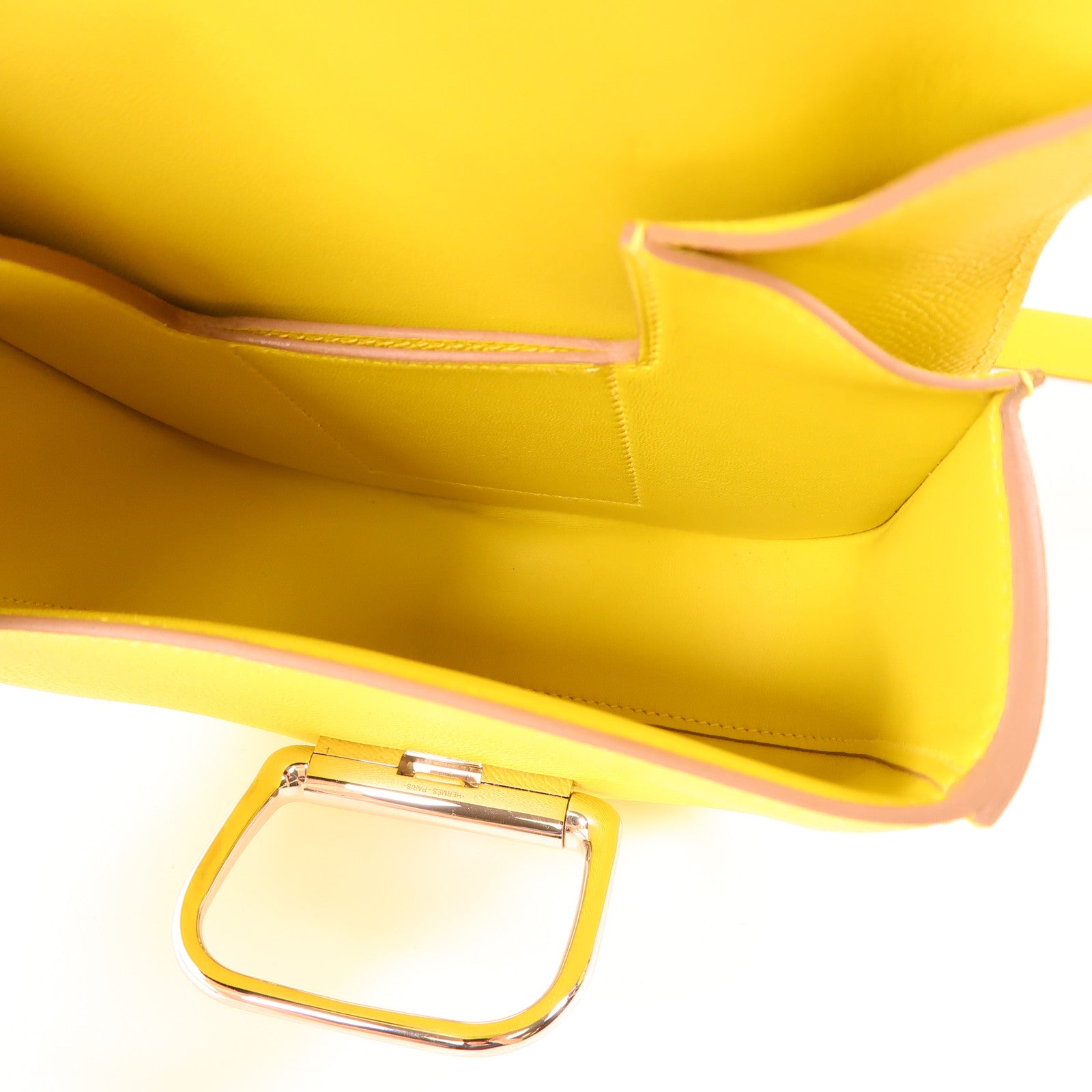 HERMES Clemence皮革Della Cavalleria Mini銀扣肩背袋9R Lime