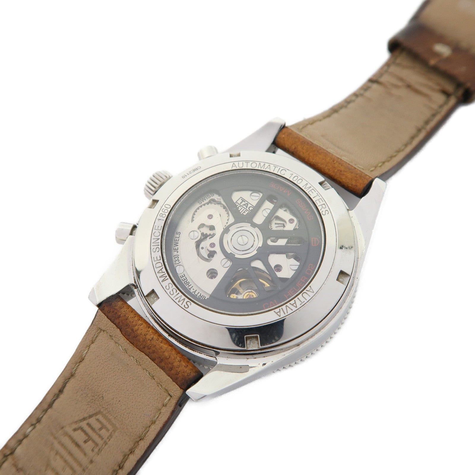 TAG HEUER Autavia不鏽鋼/皮帶手錶自動機芯黑色
