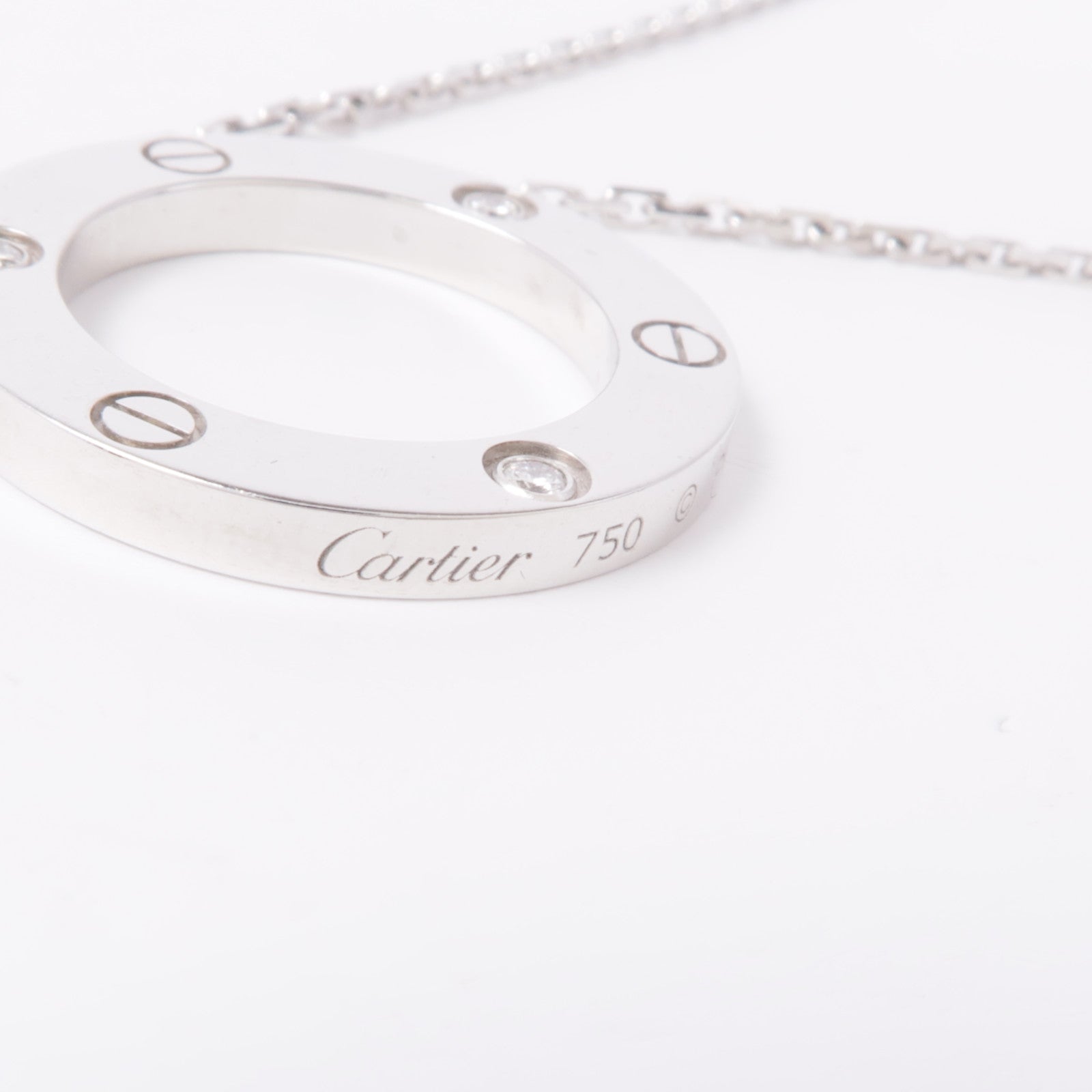 CARTIER 18K白金Love Diamond Necklace鑽石項鍊