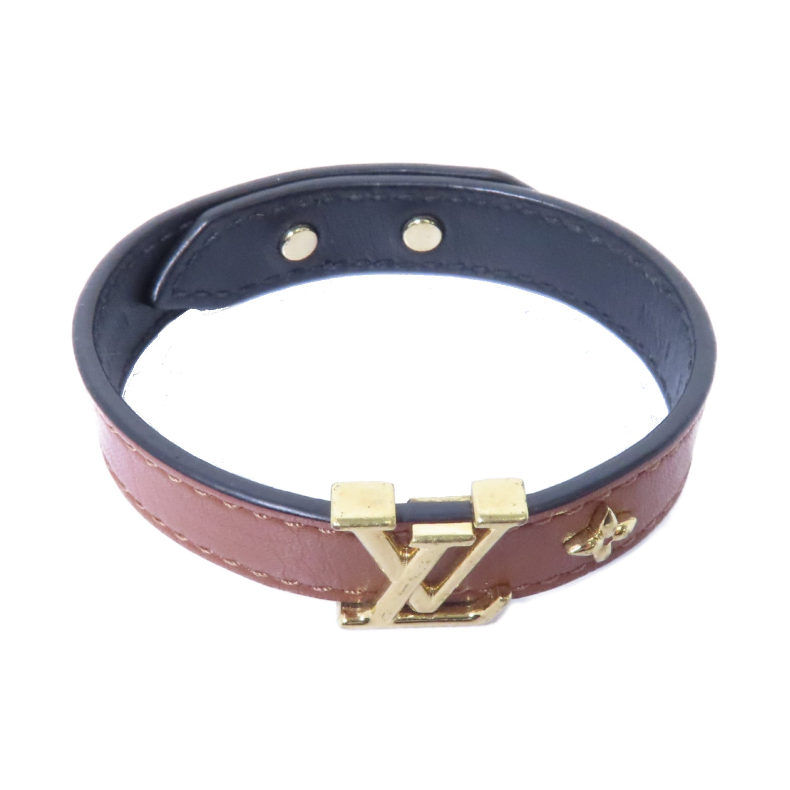 LOUIS VUITTON 【激減優惠】牛皮皮革Iconic Bracelet手帶啡色/金色
