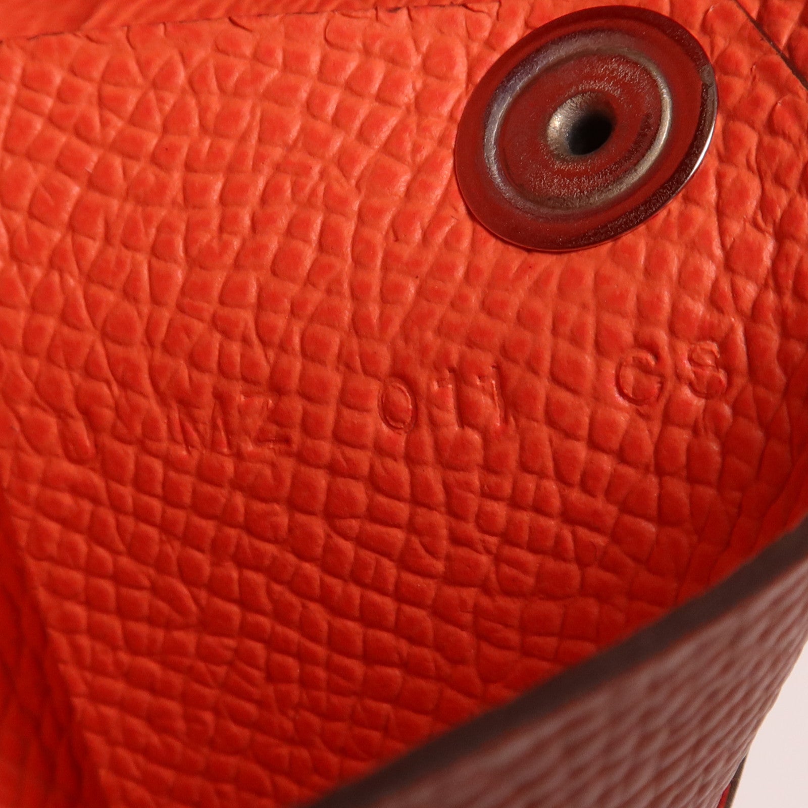 HERMES Epsom皮革Calvi Duo銀扣卡片套Rouge Venitien