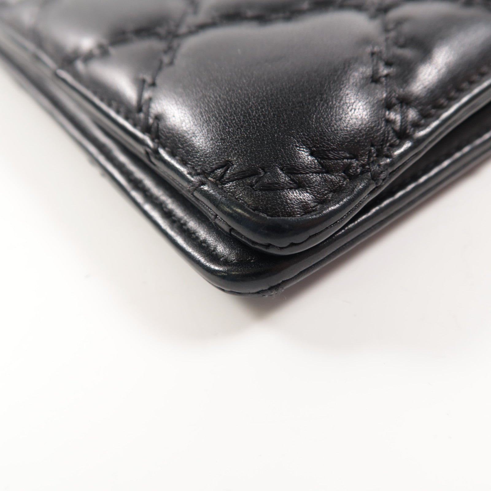 CHANEL 菱格羊皮皮革Long Wallet銀扣長錢包黑色