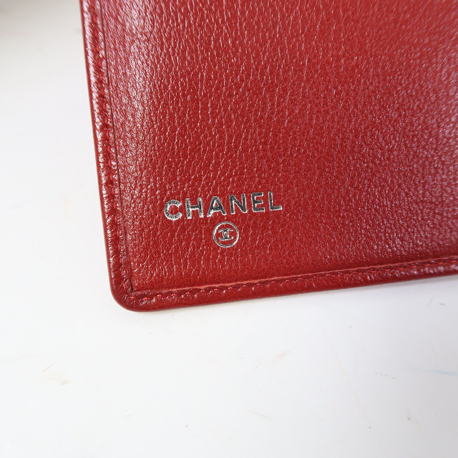 CHANEL 牛皮皮革Long Wallet銀扣長錢包紅色