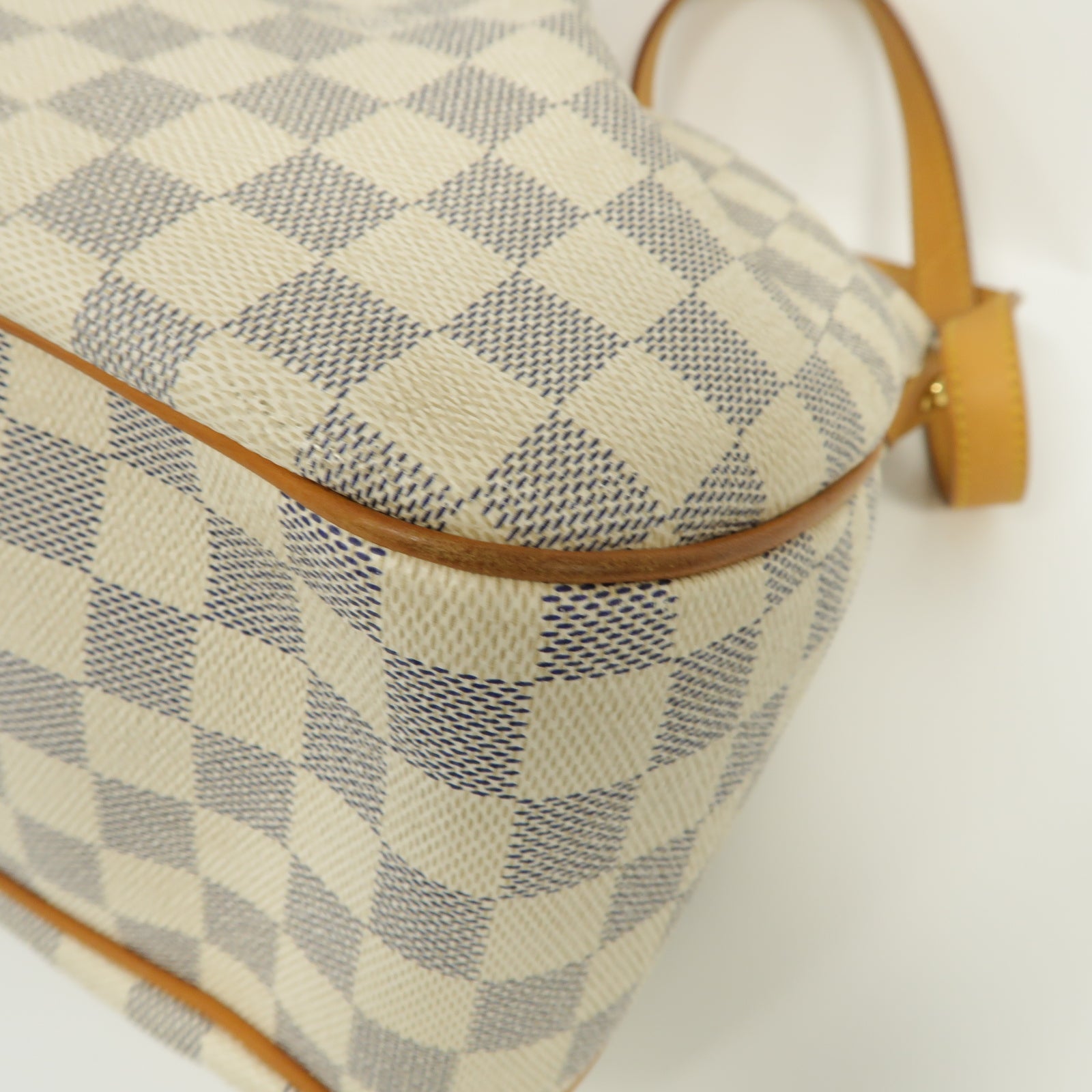 LOUIS VUITTON Damier Azur Siracusa MM金扣肩背袋白色