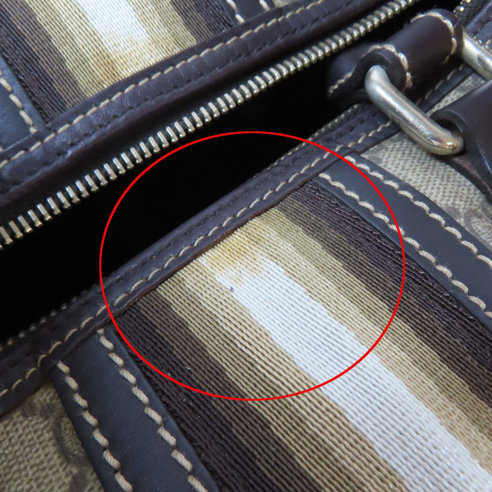 GUCCI 塗層帆布Boston Bag金扣手挽袋啡色