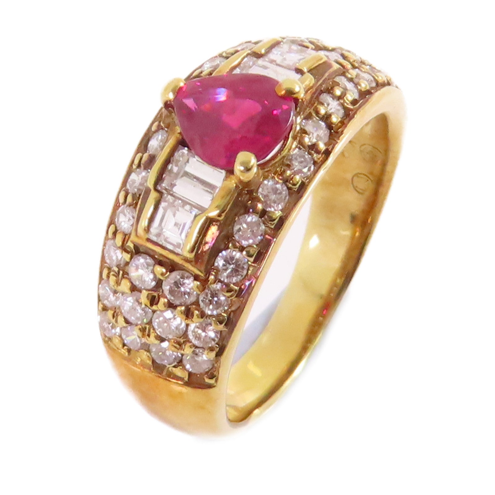 JEWELRY 【激減優惠】18K黃金/紅寶石/鑽石Ruby Diamond Ring戒指US#6
