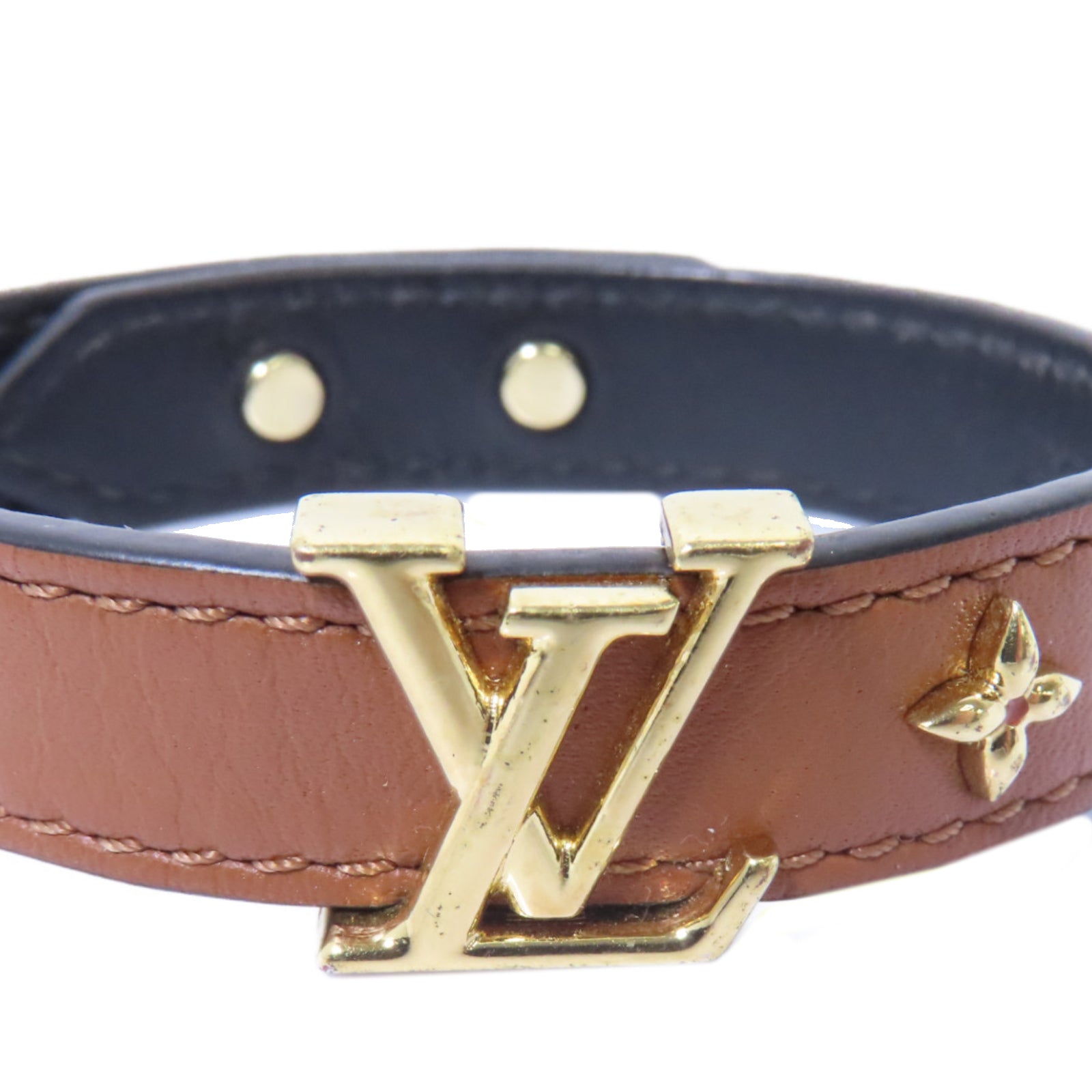 LOUIS VUITTON 【激減優惠】牛皮皮革Iconic Bracelet手帶啡色/金色