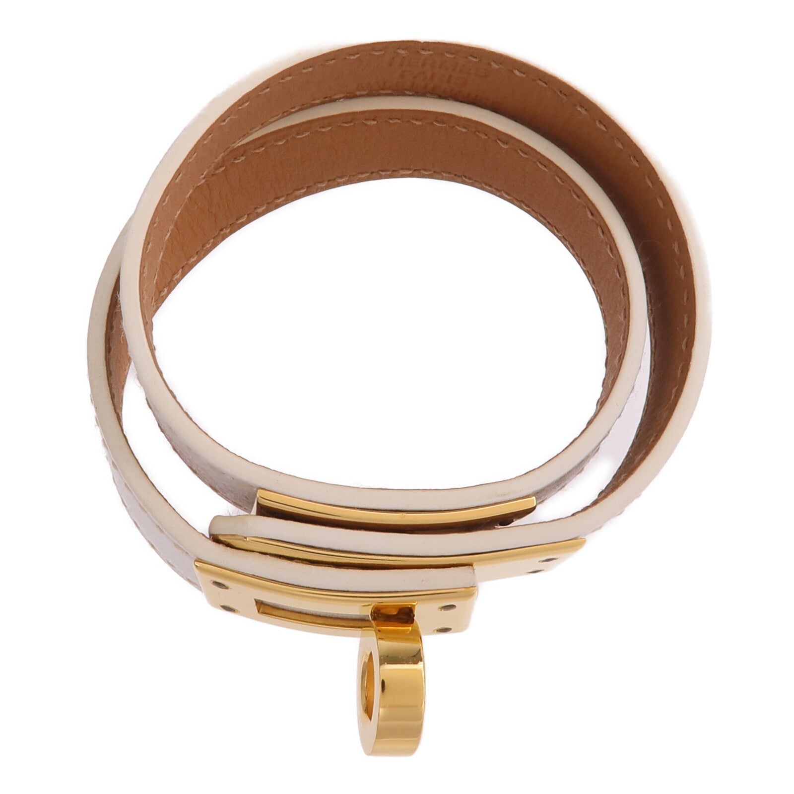 HERMES Epsom皮革Kelly Double Tour Bracelet金扣手鐲