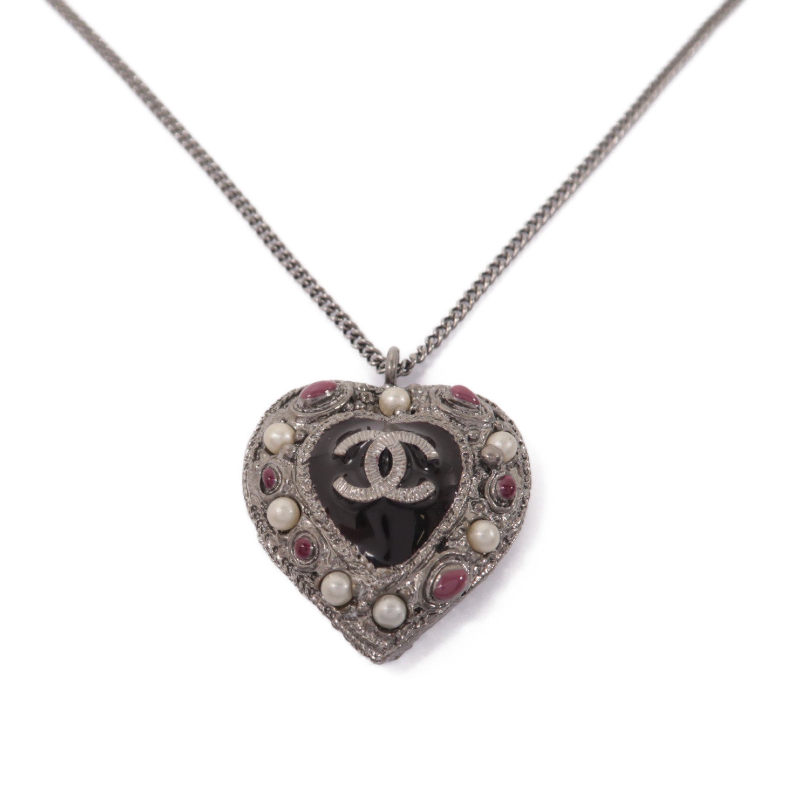 CHANEL 金屬Necklace項鍊黑色/銀色