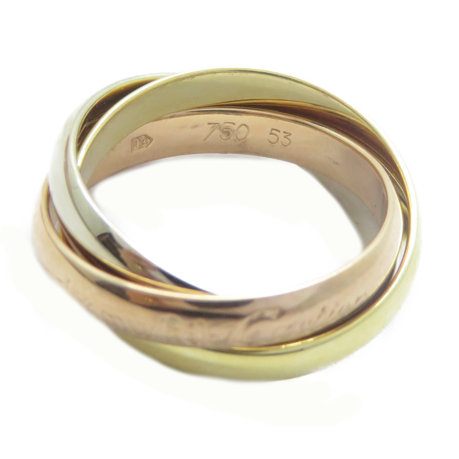 CARTIER 18K黃金/白金/玫瑰金Les Must De Trinity戒指Cartier#53/US#6.25