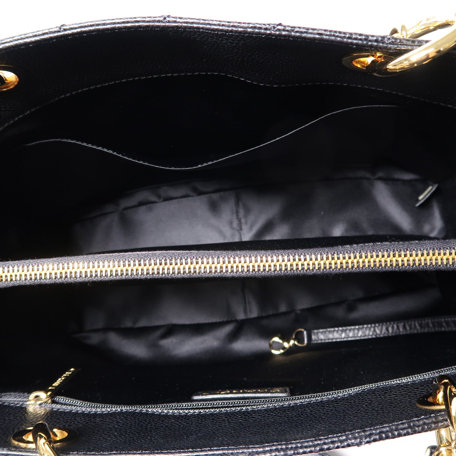 CHANEL 菱格牛皮皮革Tote Bag金扣肩背袋黑色