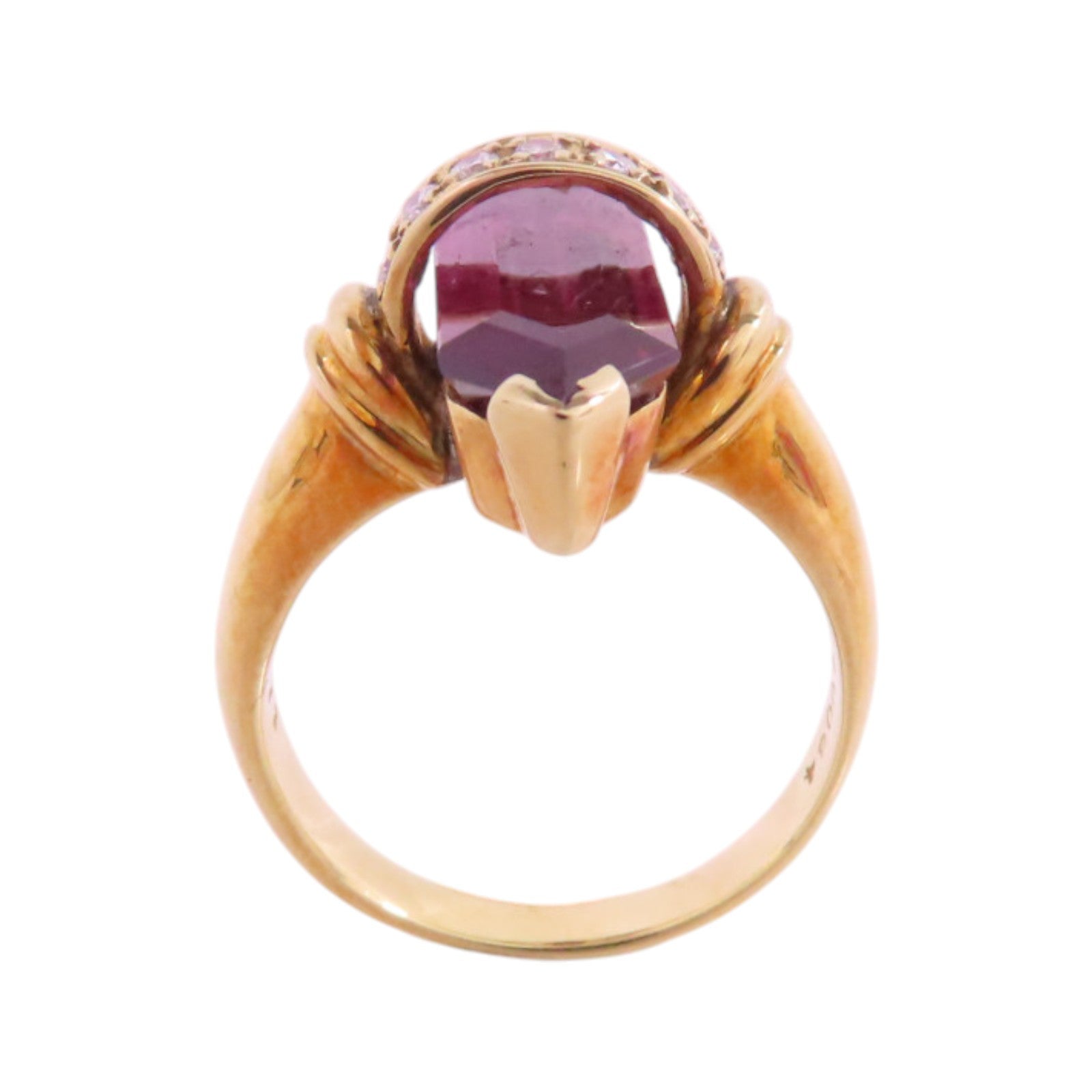 JEWELRY 18K黃金/石榴紅寶石/鑽石Garnet Diamond Ring戒指US#5.75