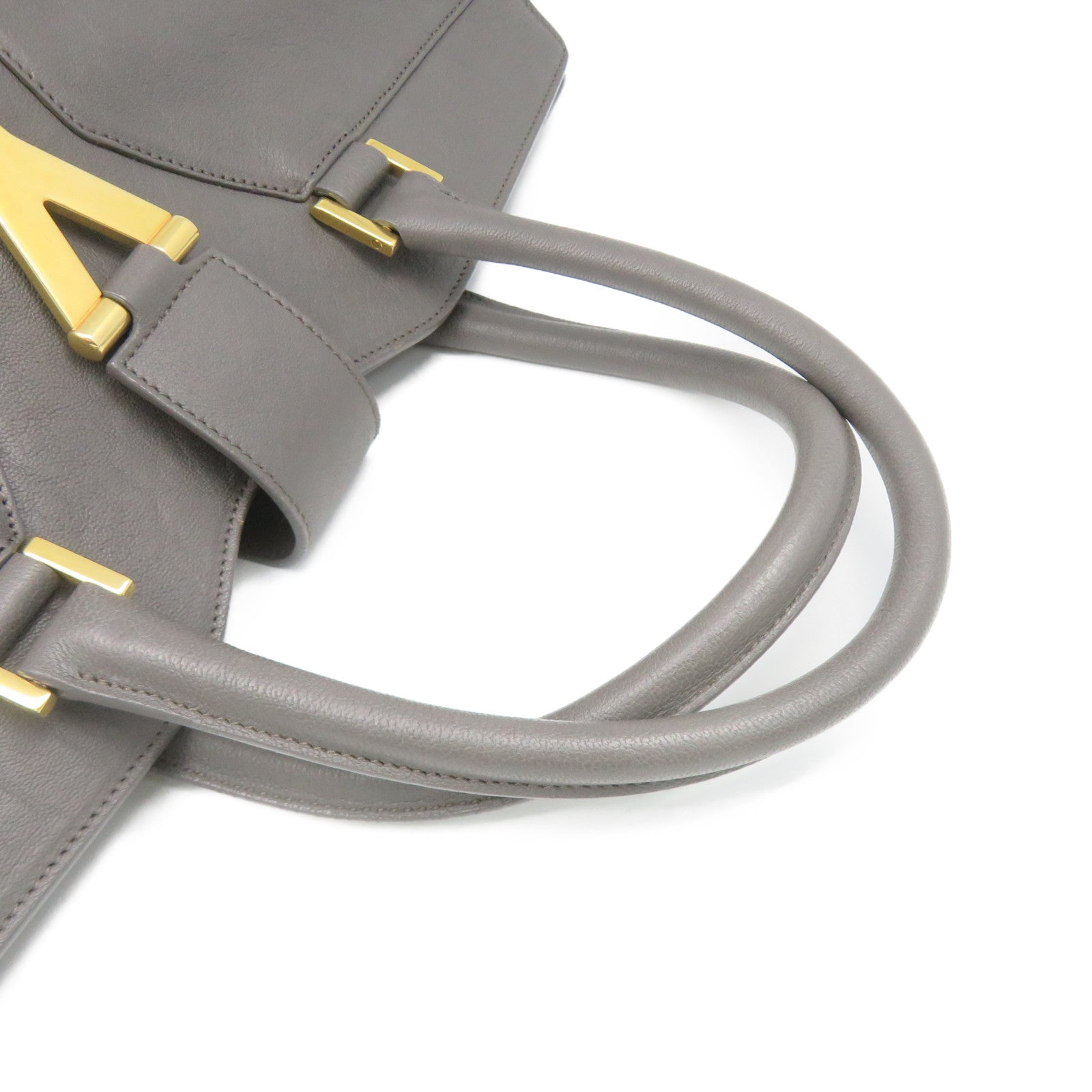 YVES SAINT LAURENT cowhide leather Tote Bag handle bag gray