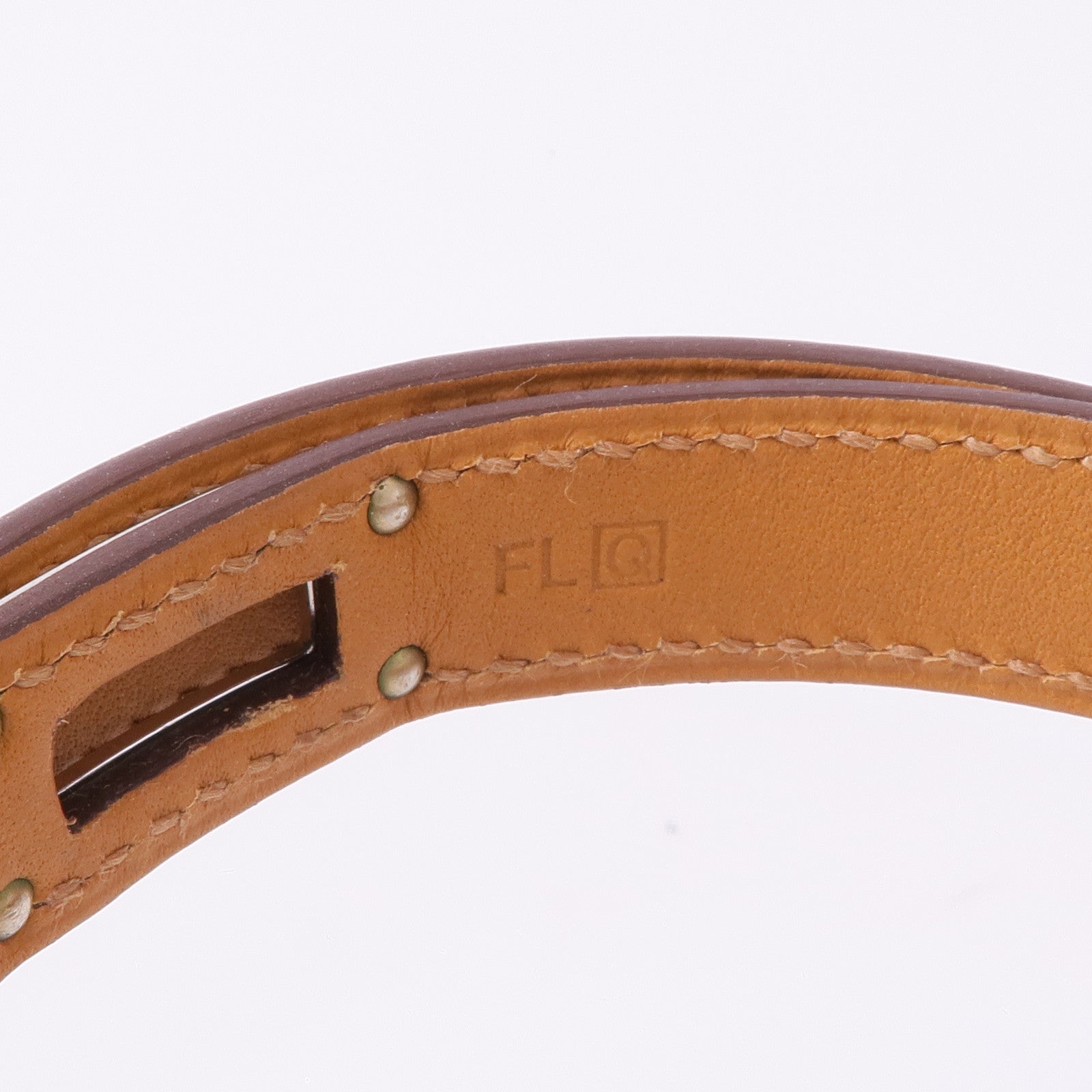 HERMES 【萬聖節商品】Swift皮革Kelly Double Tour Bracelet銀扣手帶Etoupe