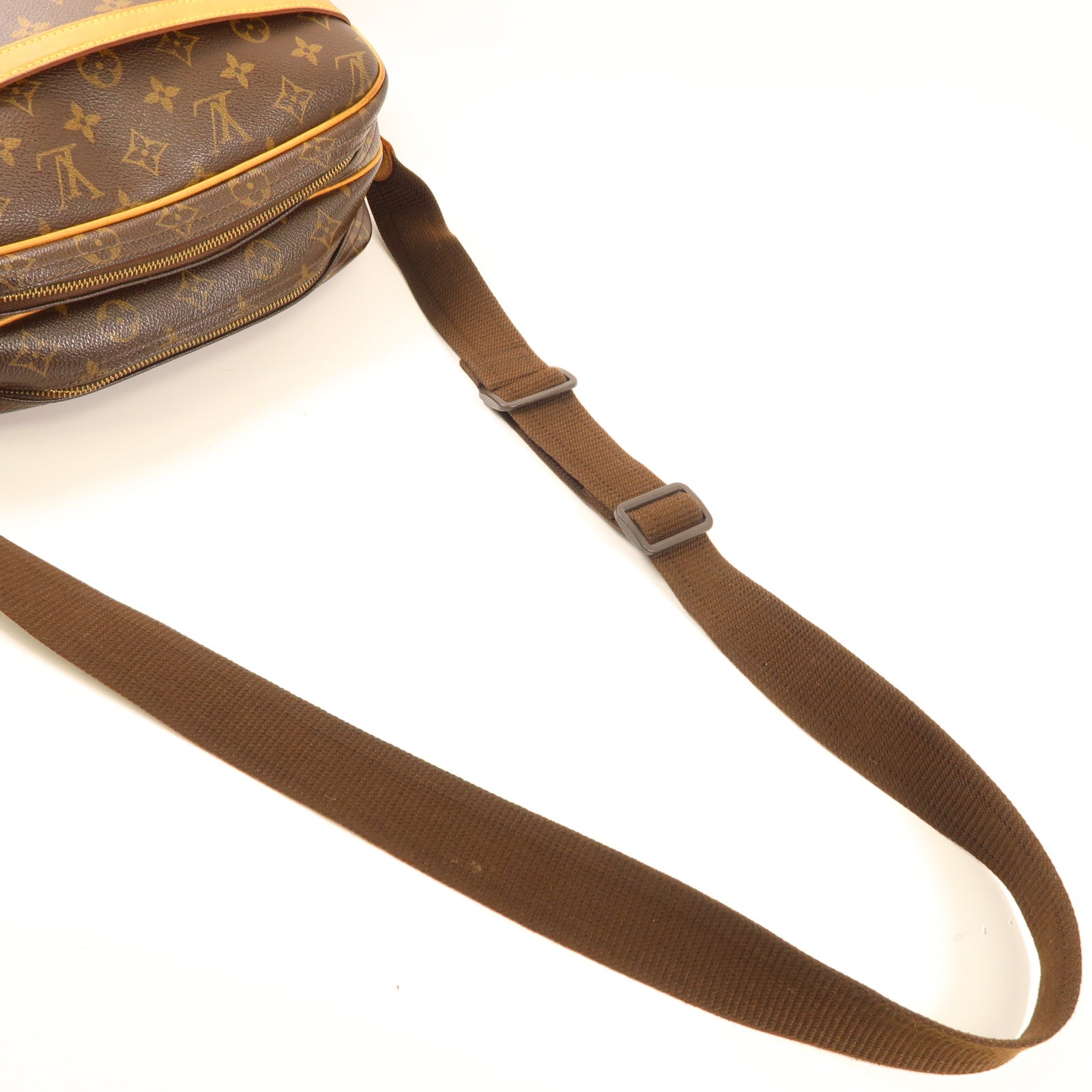 LOUIS VUITTON Monogram Reporter PM金扣肩背袋棕色