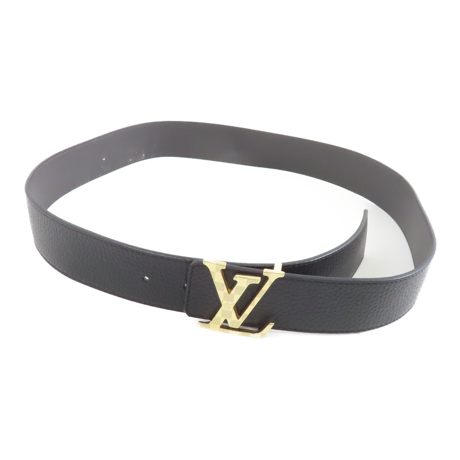 LOUIS VUITTON 牛皮皮革Belt皮帶金扣黑色