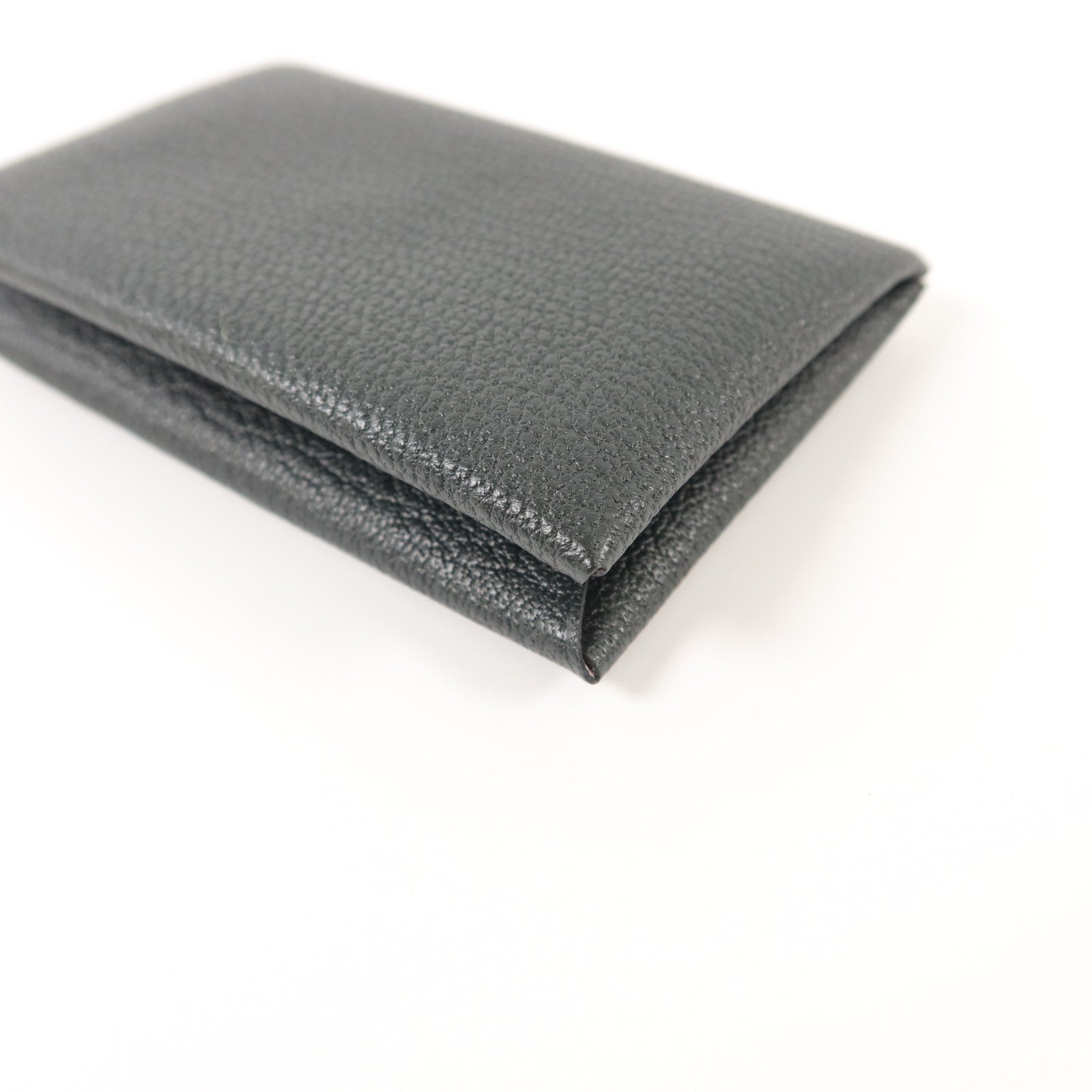 HERMES Chevre皮革Calvi Card Case卡片套Noir/Mauve Sylvestre