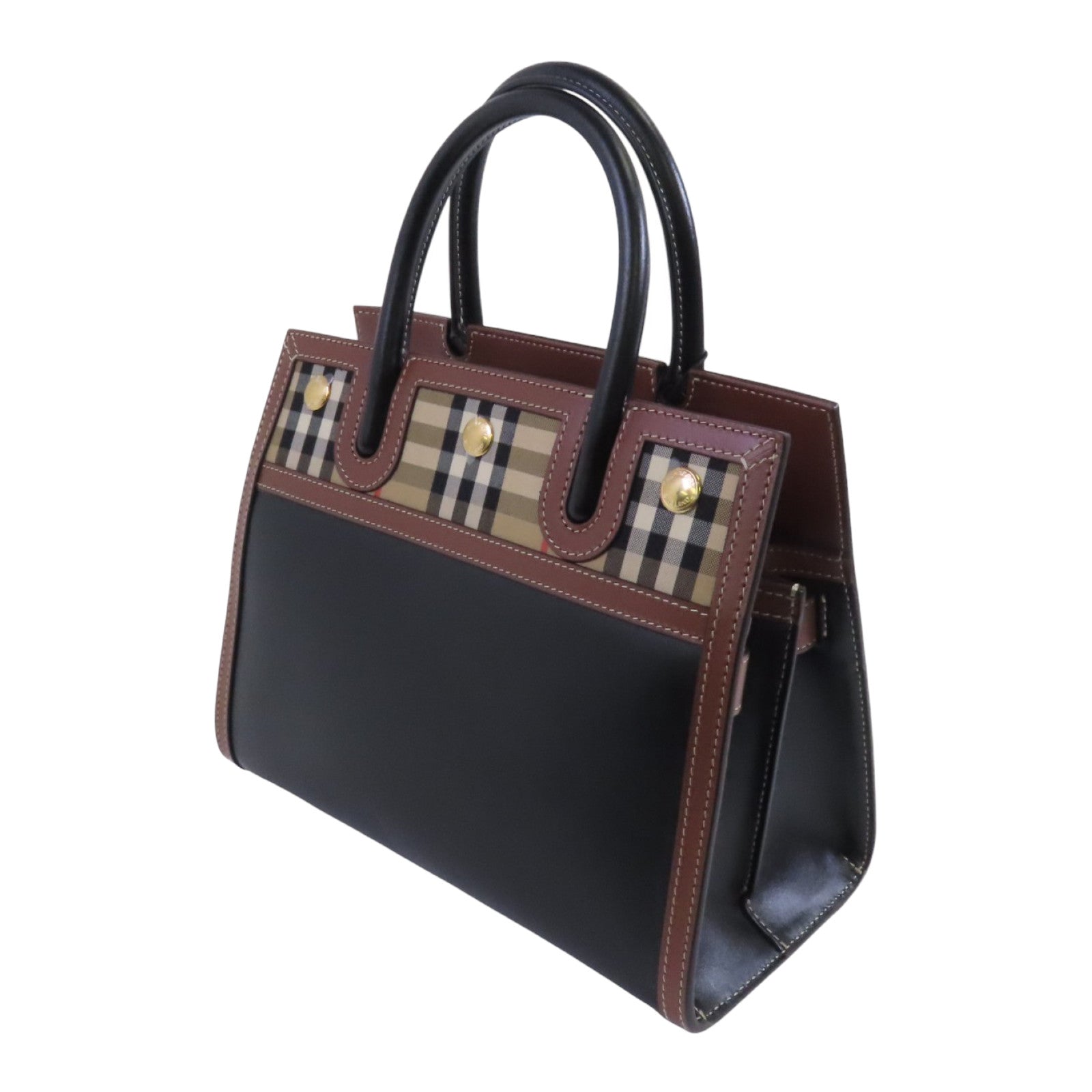 BURBERRY 牛皮皮革/帆布2way Shoulder Bag金扣手挽肩背兩用袋