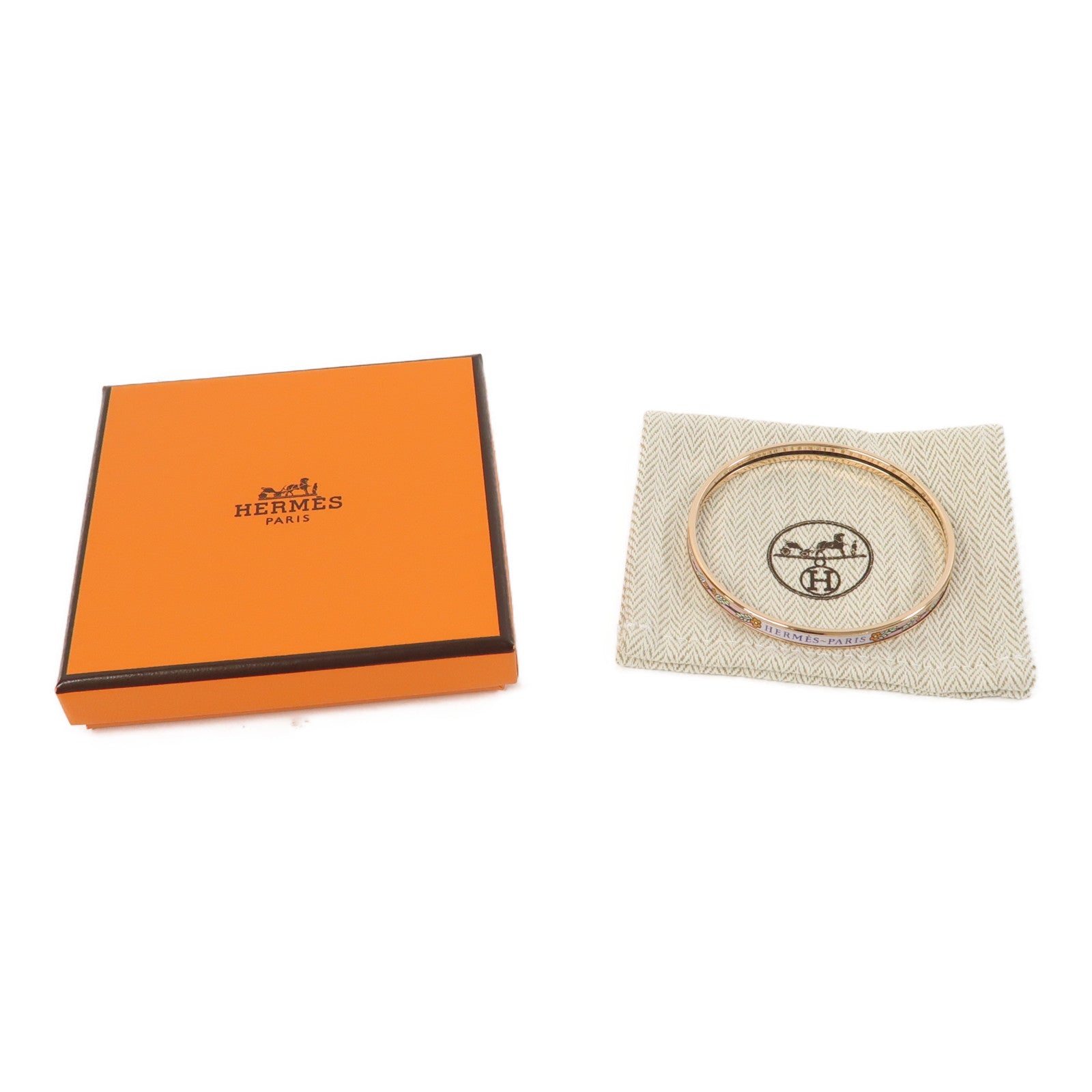 HERMES 金屬Uri Bangle手鐲粉紅色