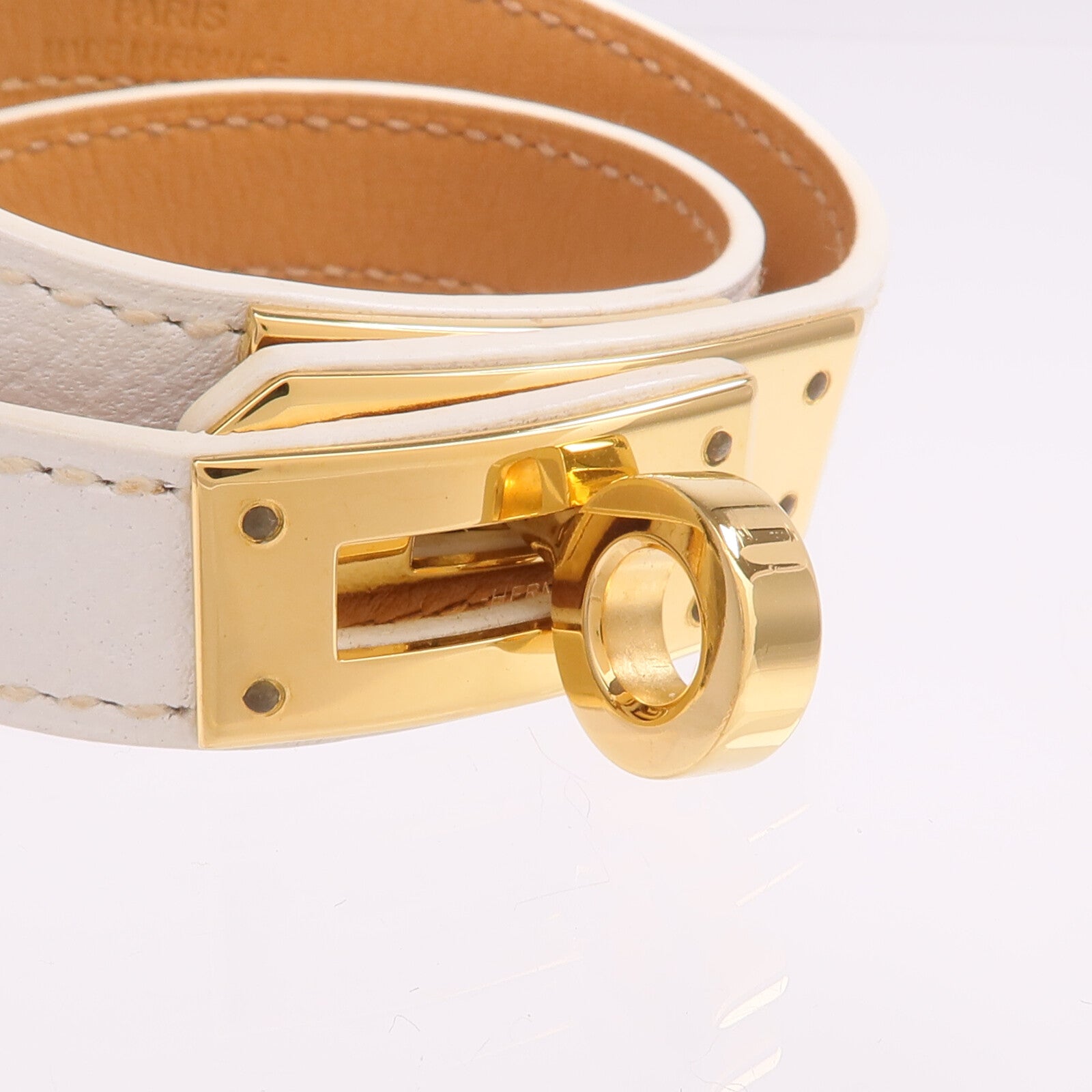 HERMES Epsom皮革Kelly Double Tour Bracelet金扣手鐲
