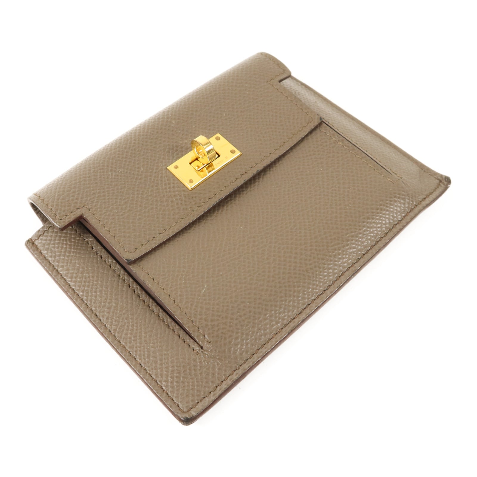 HERMES Epsom皮革Kelly Pocket錢包Etain