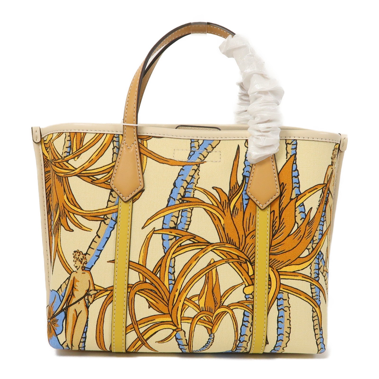 Tory Burch 帆布Shoulder Bag金扣手挽肩背兩用袋黃色