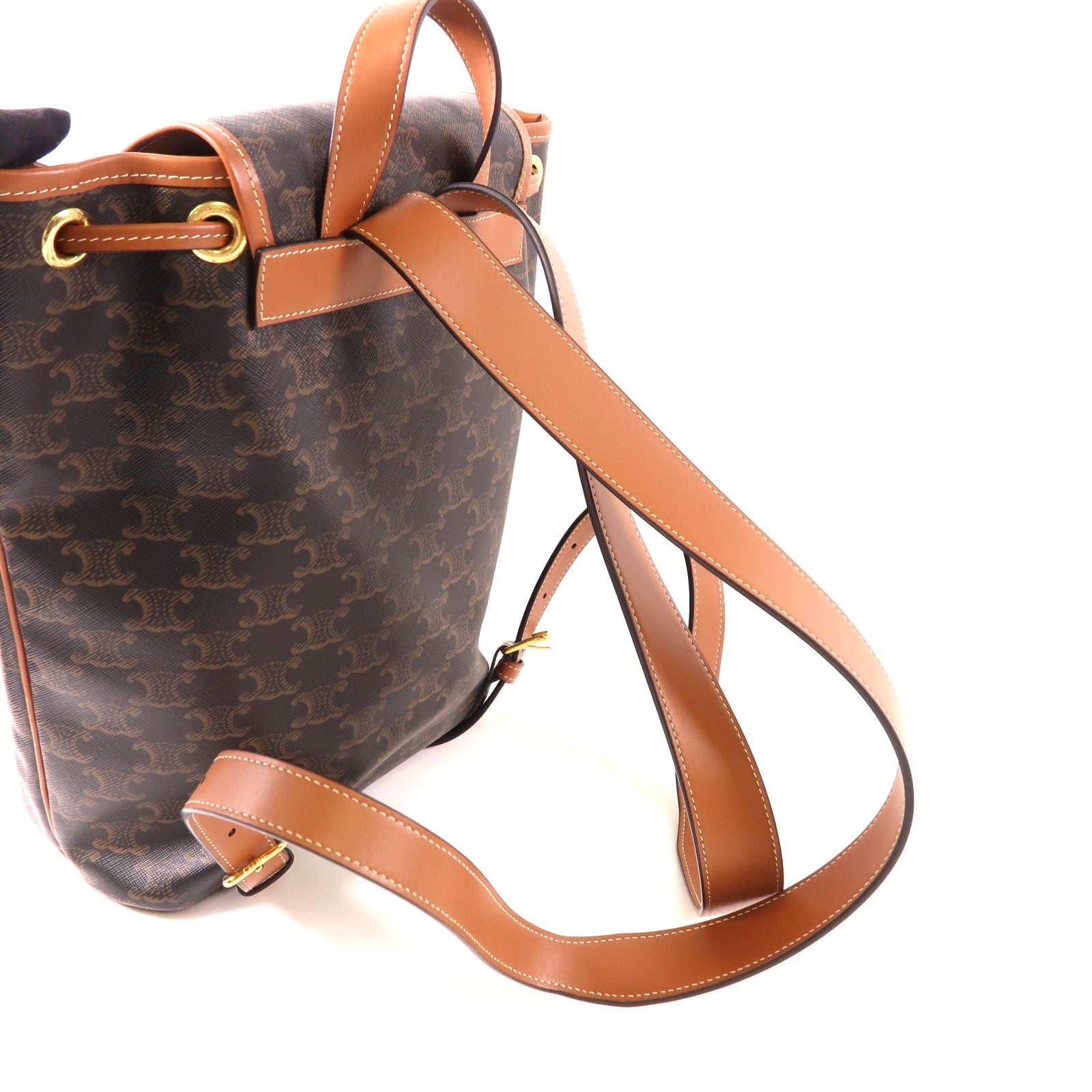 CELINE GHW Medium Backpack Foico Rucksack 117902 Coated Canvas Brown