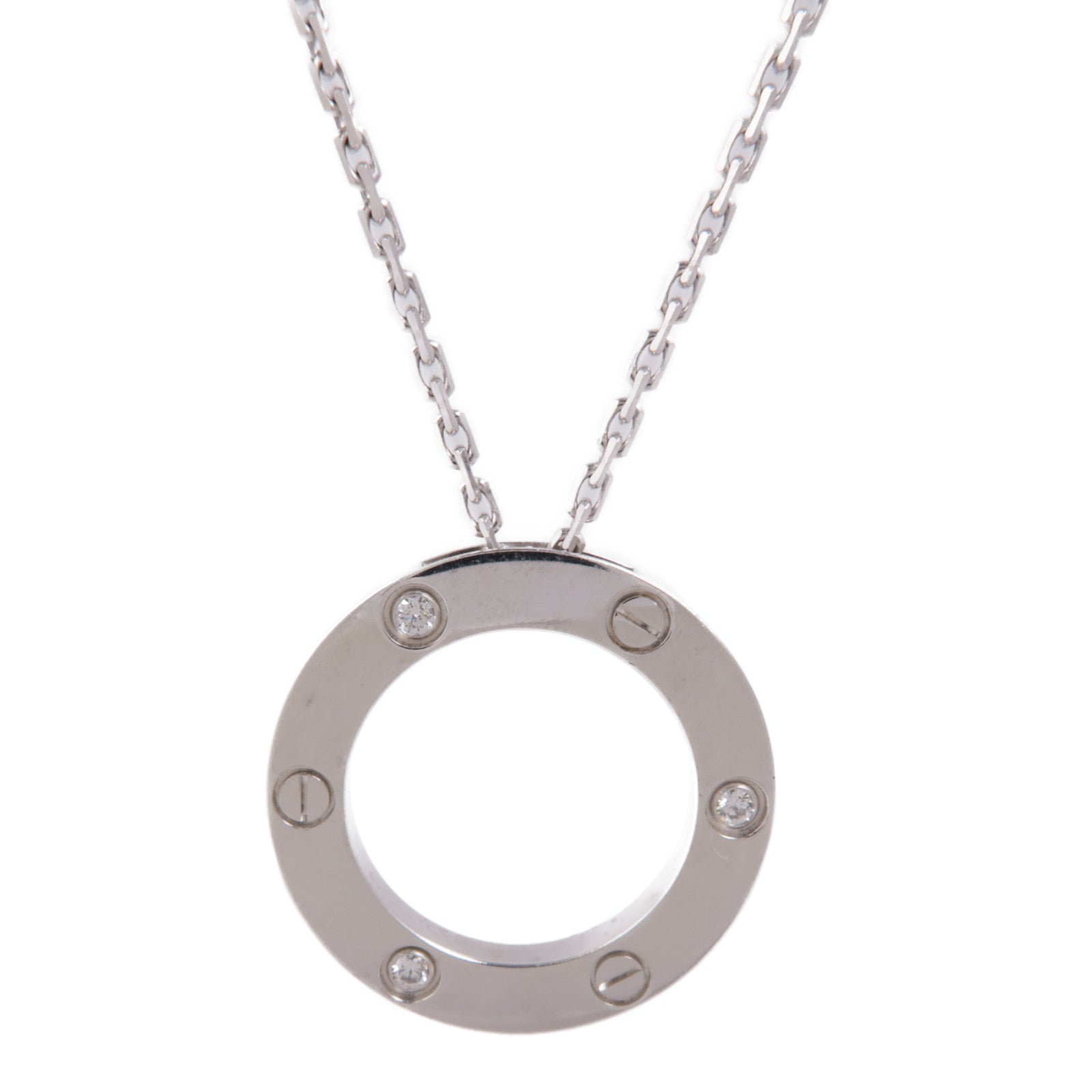 CARTIER 18K白金Love Diamond Necklace鑽石項鍊