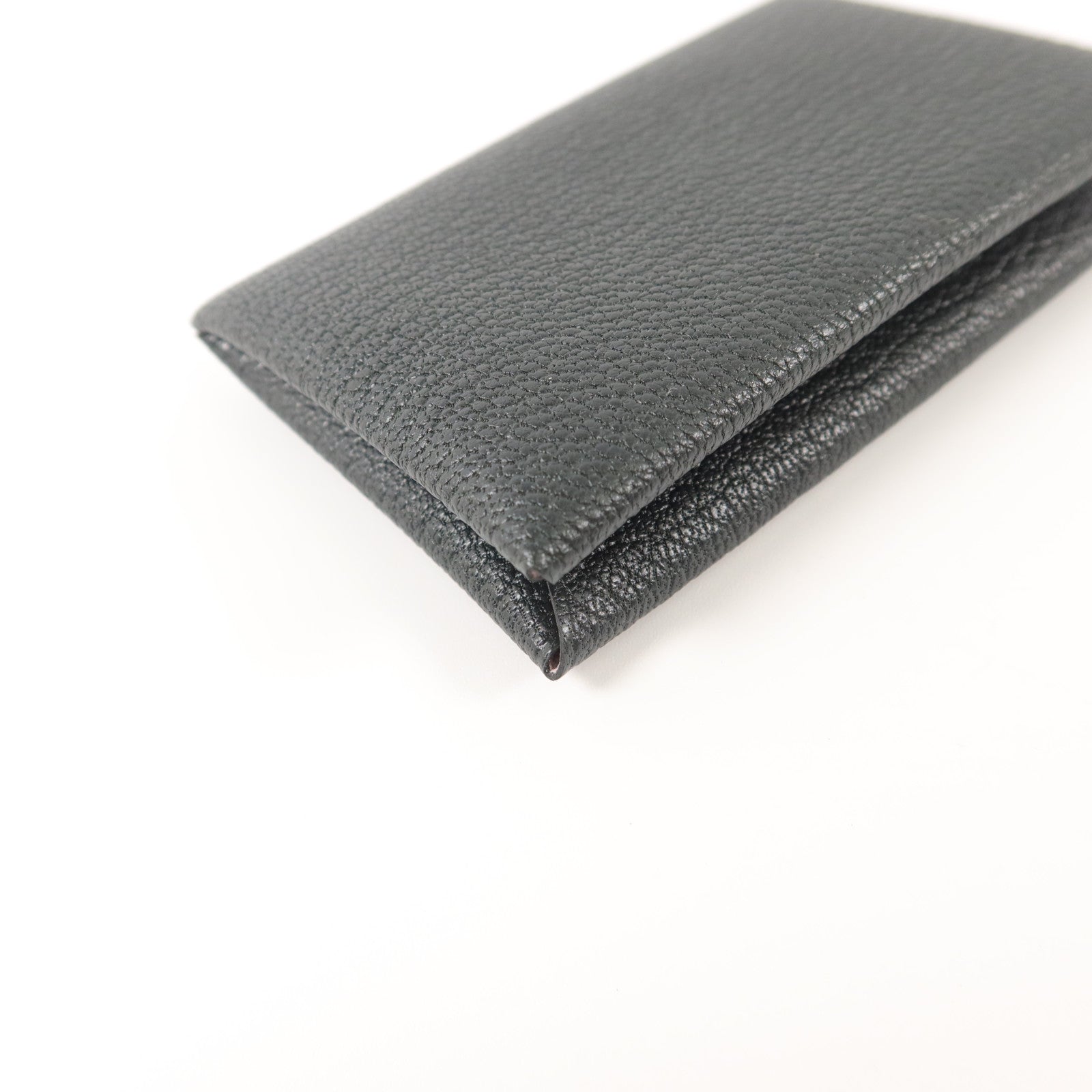 HERMES Chevre皮革Calvi Card Case卡片套Noir/Mauve Sylvestre