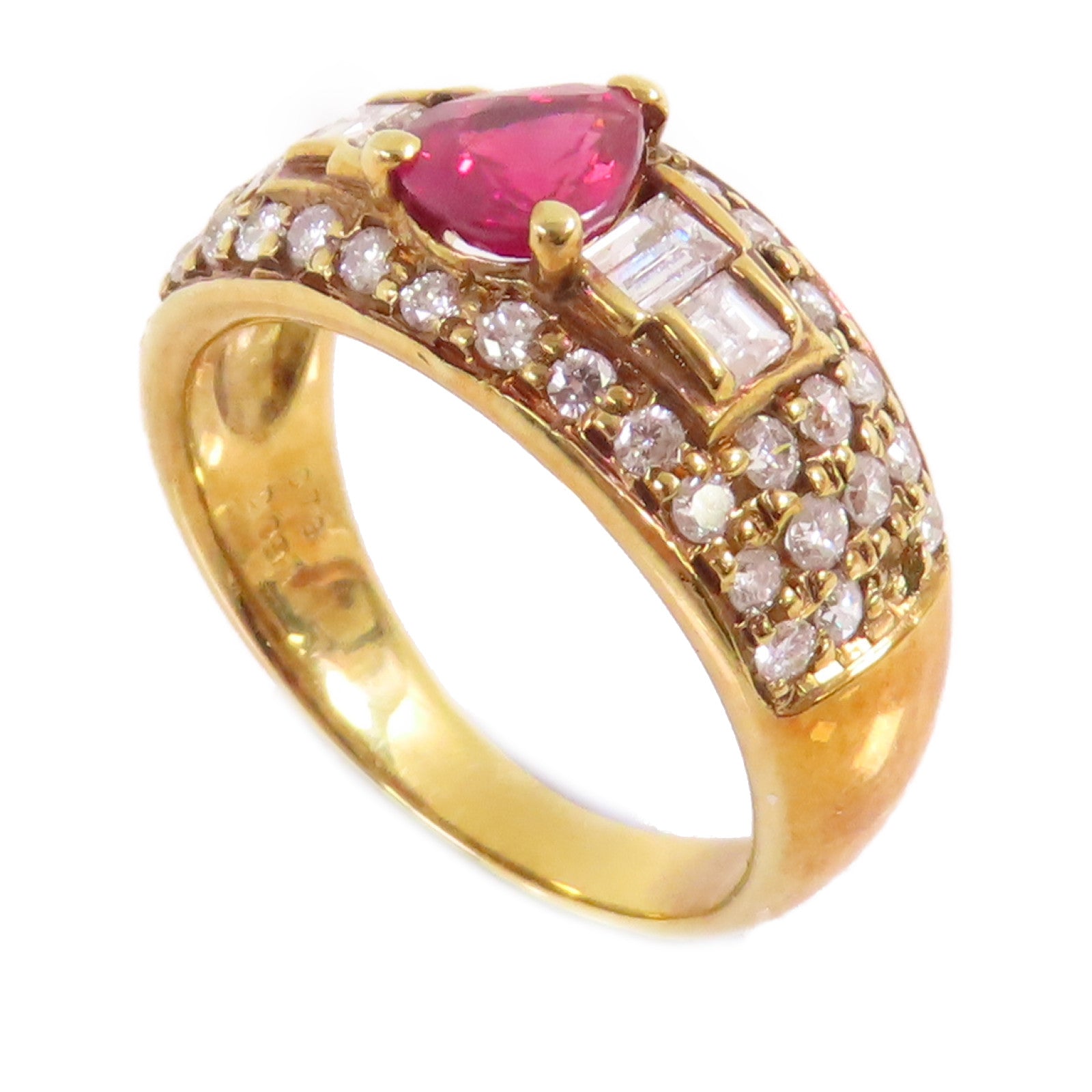 JEWELRY 【激減優惠】18K黃金/紅寶石/鑽石Ruby Diamond Ring戒指US#6
