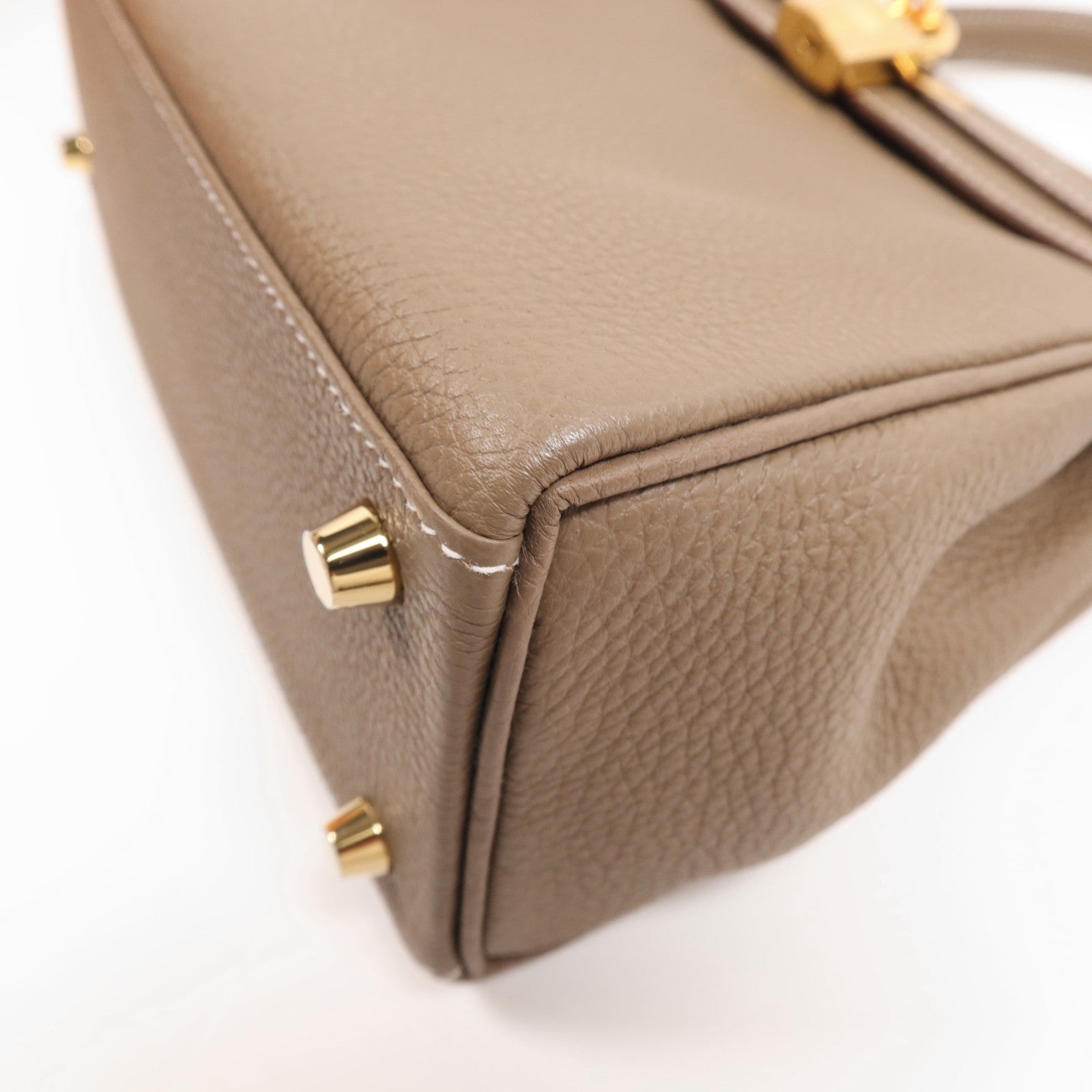 HERMES Togo皮革Kelly 25金扣手挽肩背兩用袋Etoupe