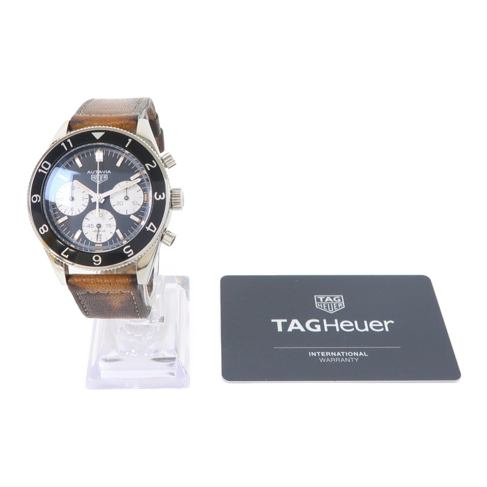 TAG HEUER Autavia不鏽鋼/皮帶手錶自動機芯黑色