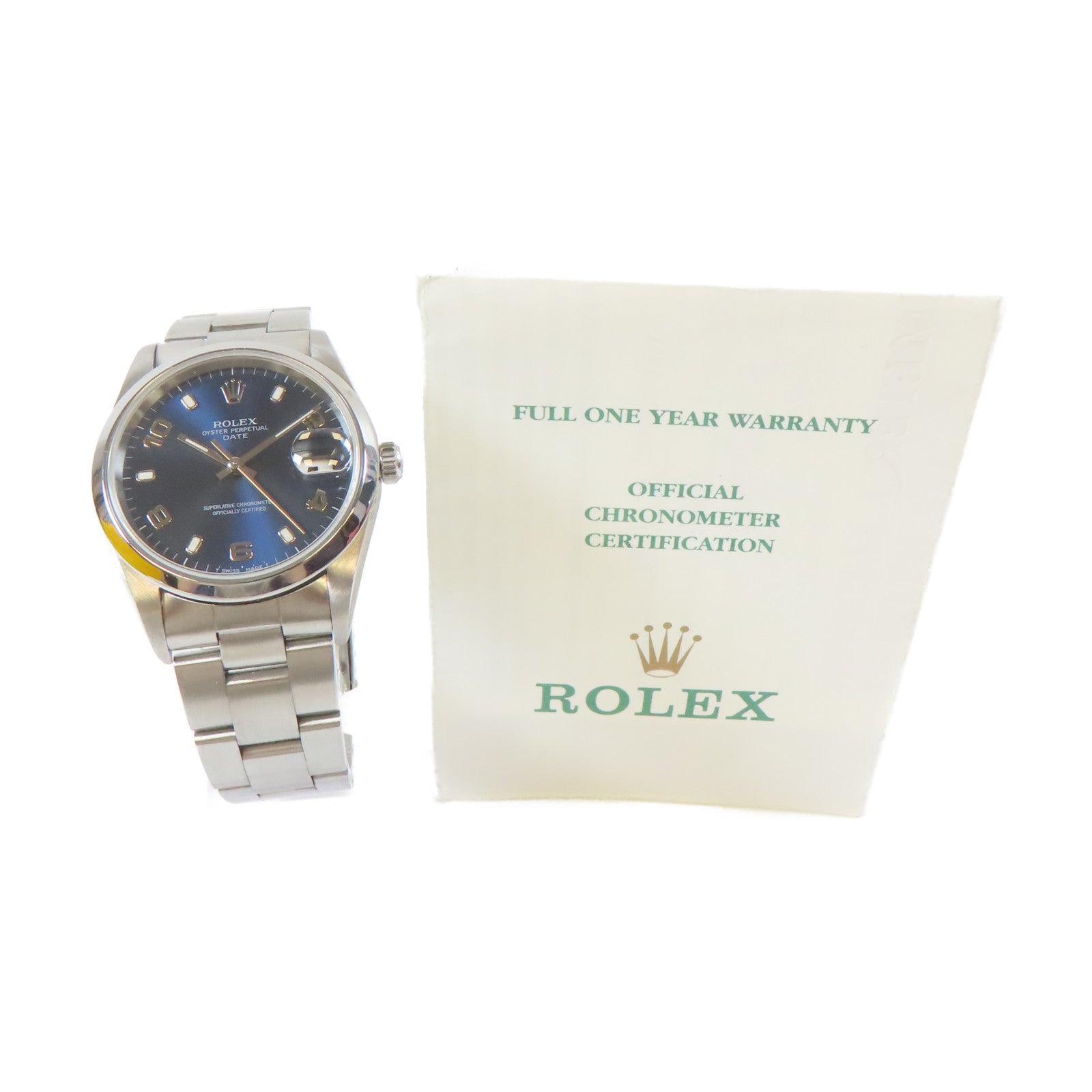 ROLEX Date不鏽鋼手錶自動機芯藍色#16.75cm