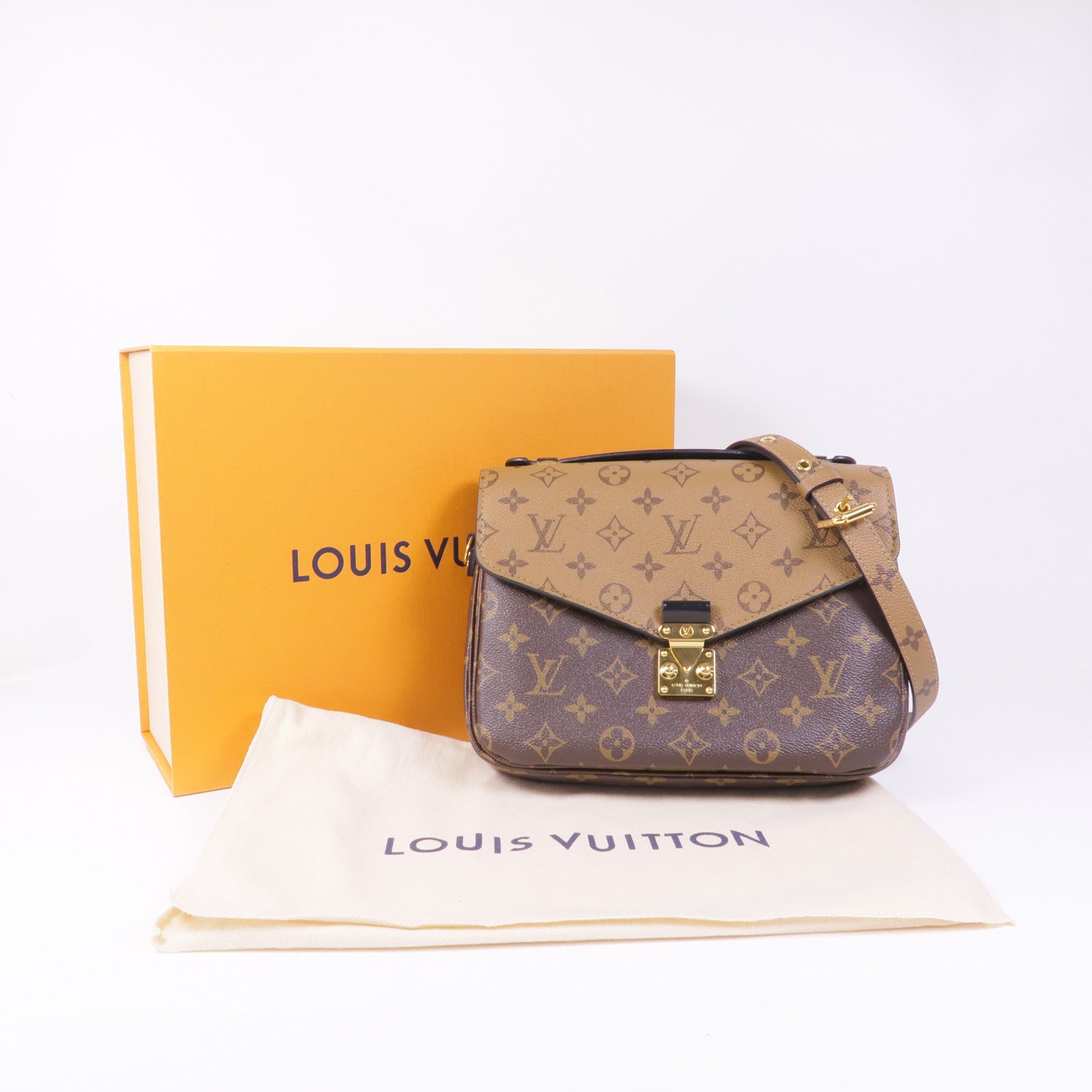 LOUIS VUITTON Monogram Reverse Pochette Metis金扣手挽肩背兩用袋