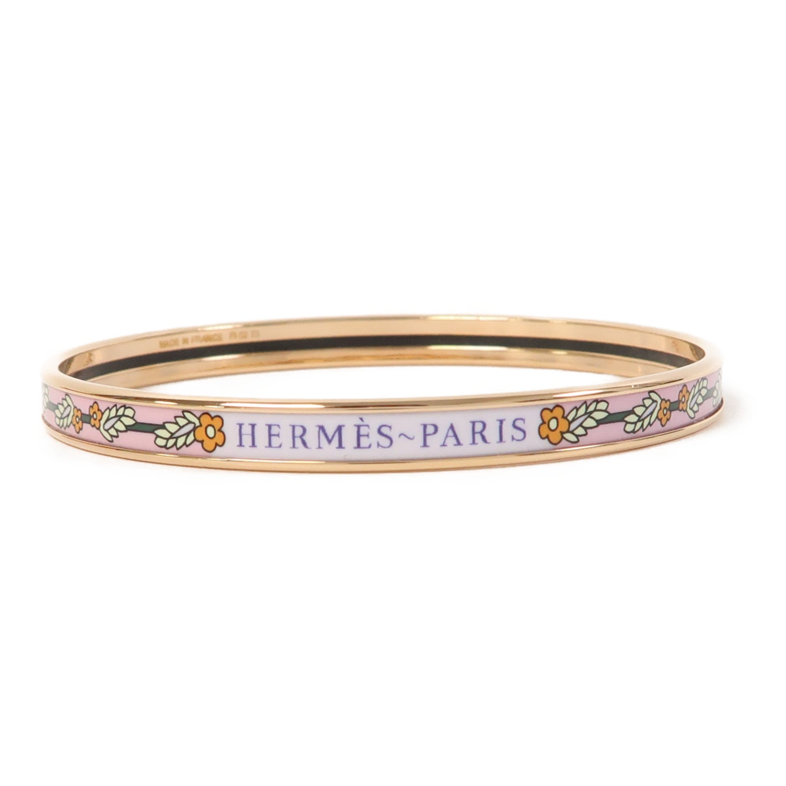 HERMES 金屬Uri Bangle手鐲粉紅色
