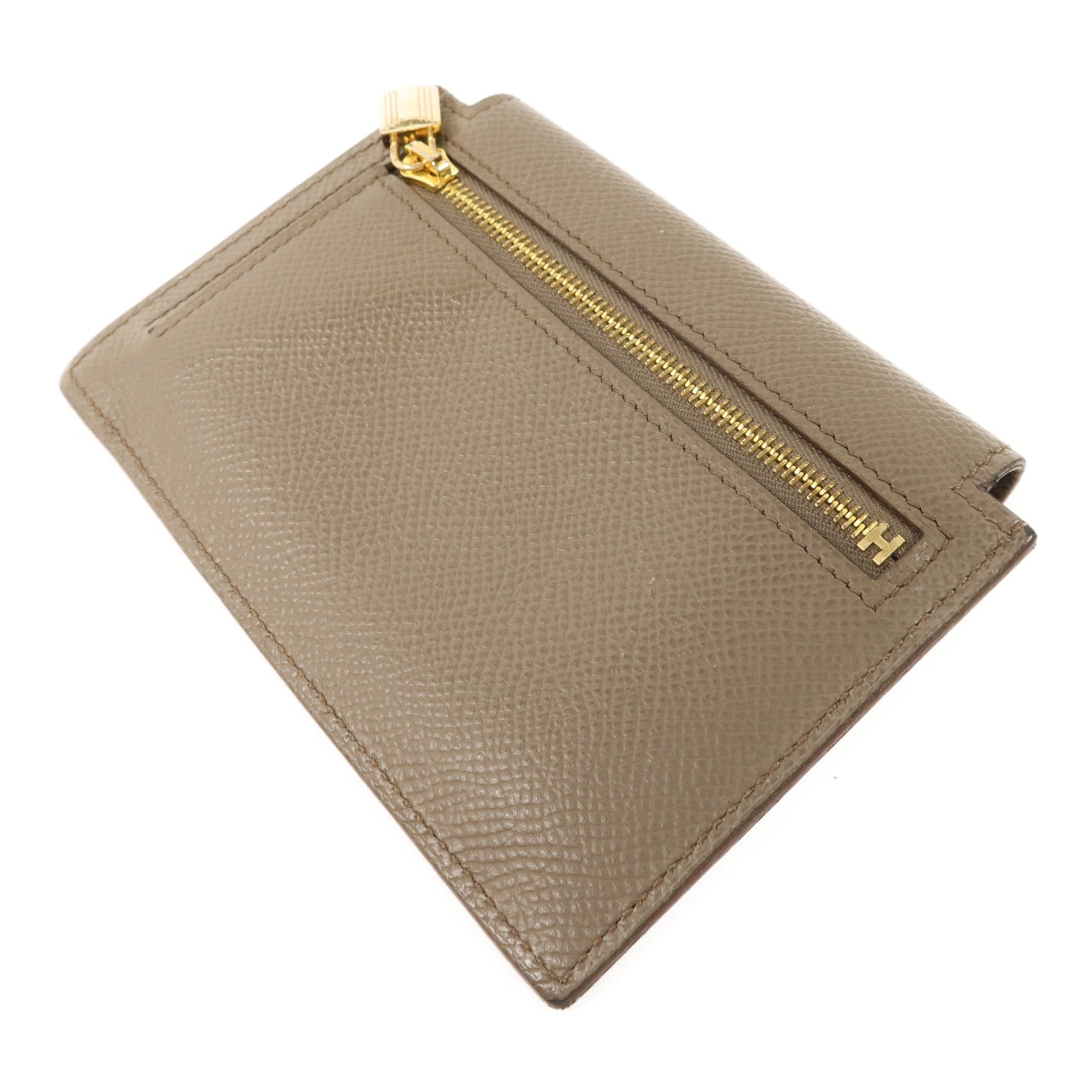 HERMES Epsom皮革Kelly Pocket錢包Etain