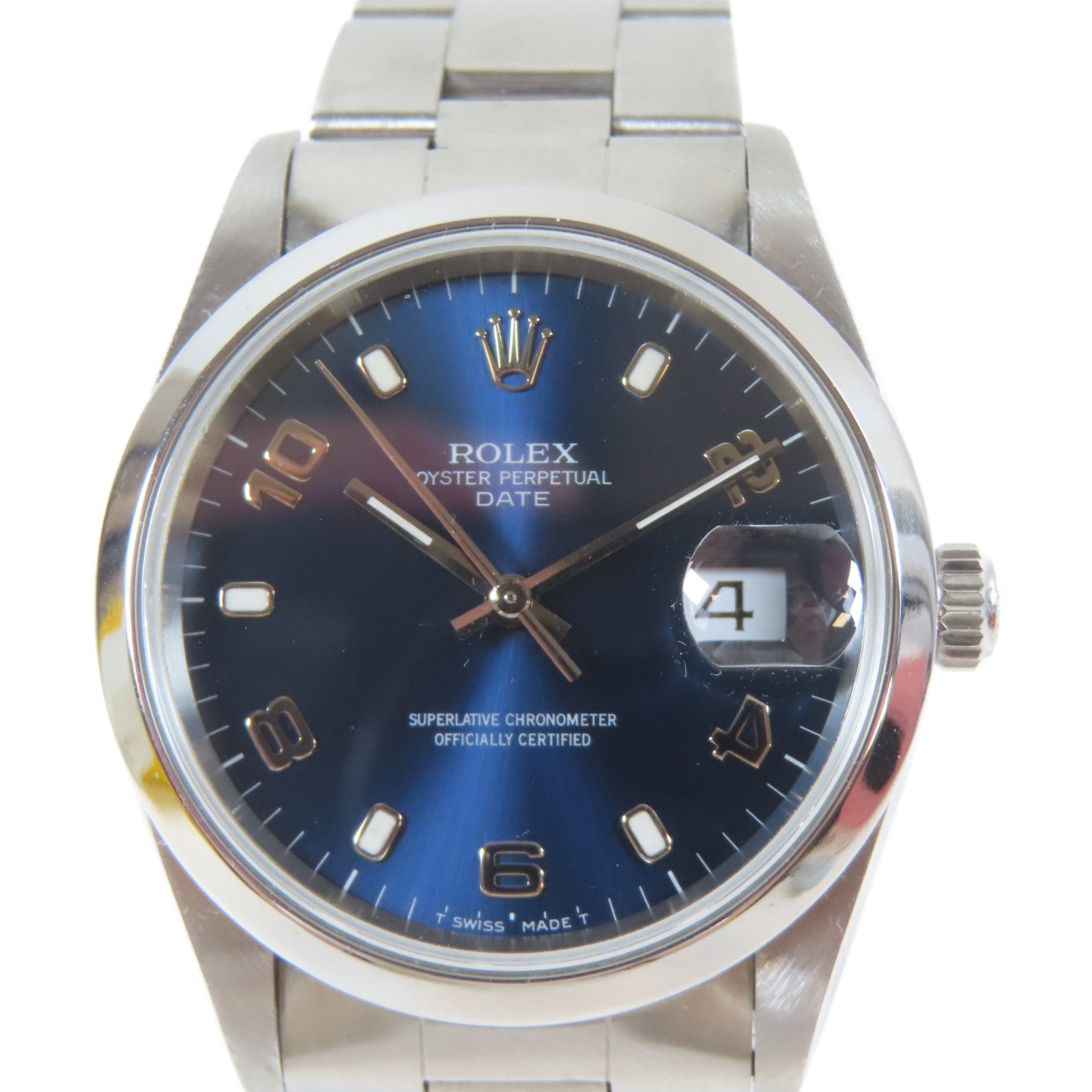 ROLEX Date不鏽鋼手錶自動機芯藍色#16.75cm