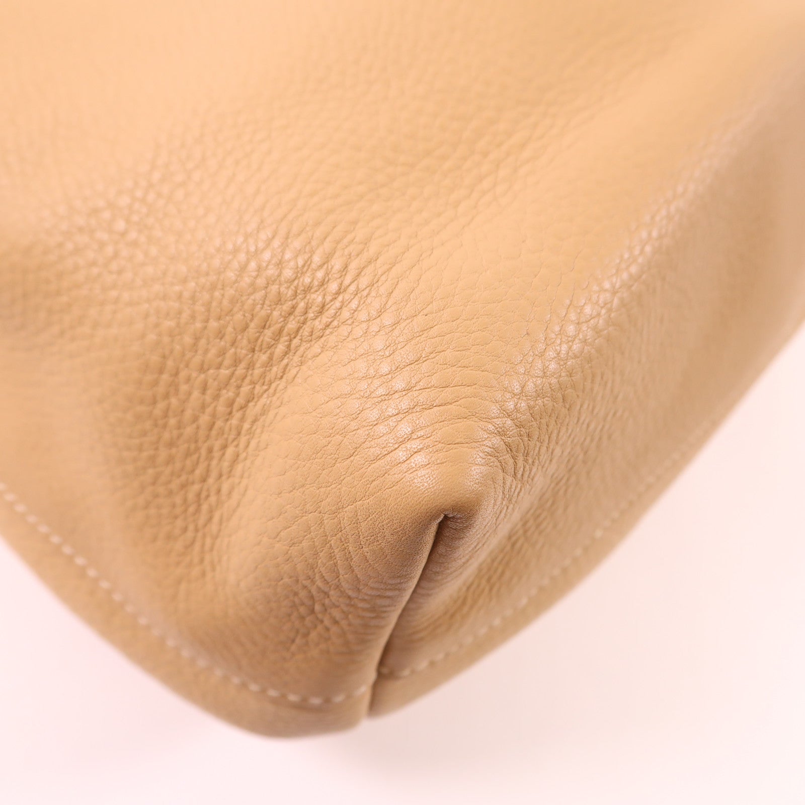 PRADA GHW Shoulder Bag 2way Handbag Calfskin Leather BN1713 Beige