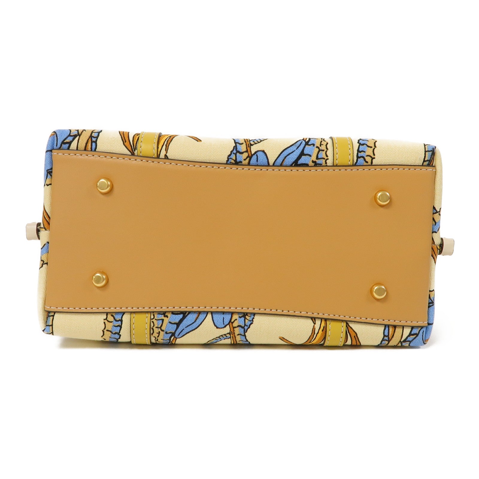 Tory Burch 帆布Shoulder Bag金扣手挽肩背兩用袋黃色