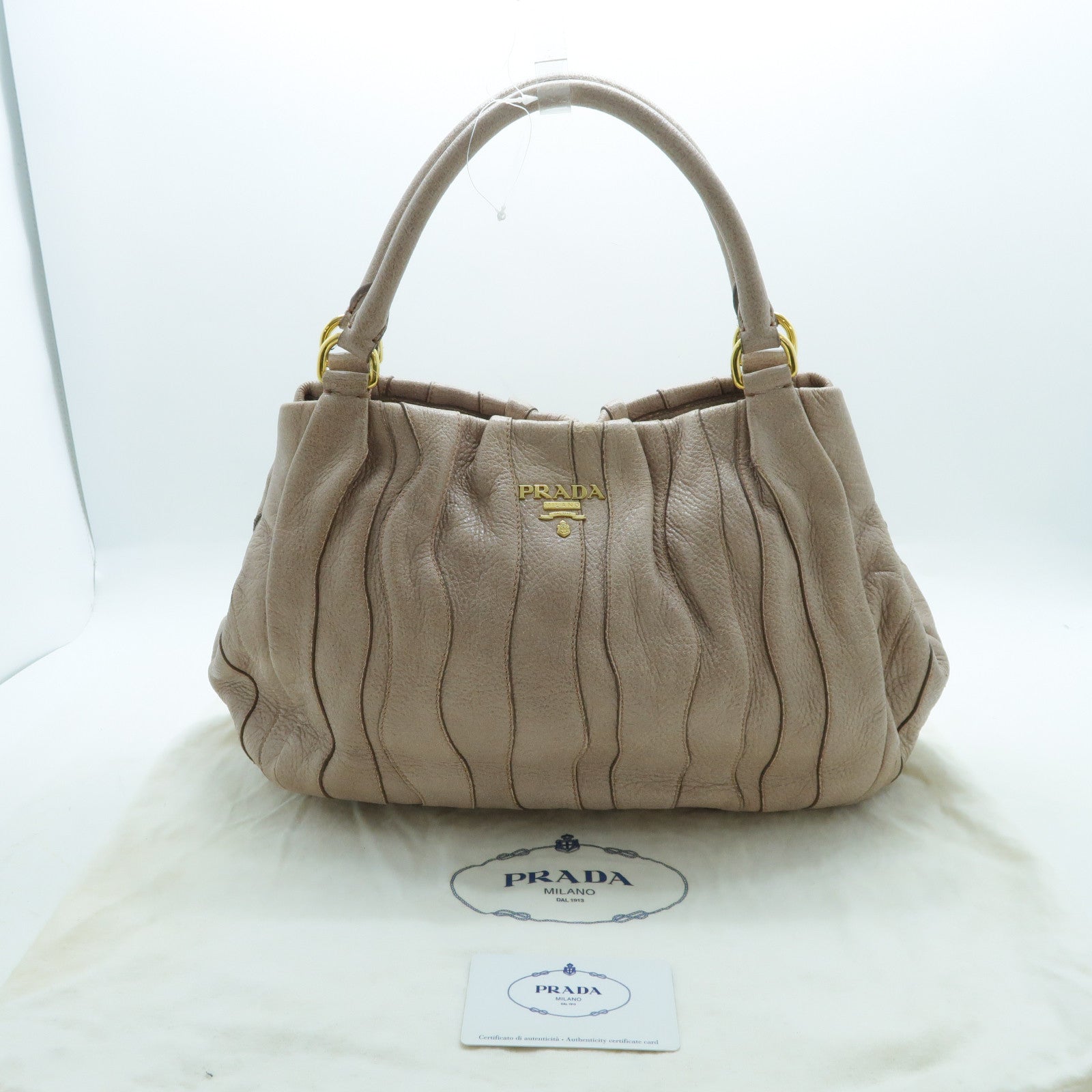 PRADA 牛皮皮革Hand Bag金扣手挽袋