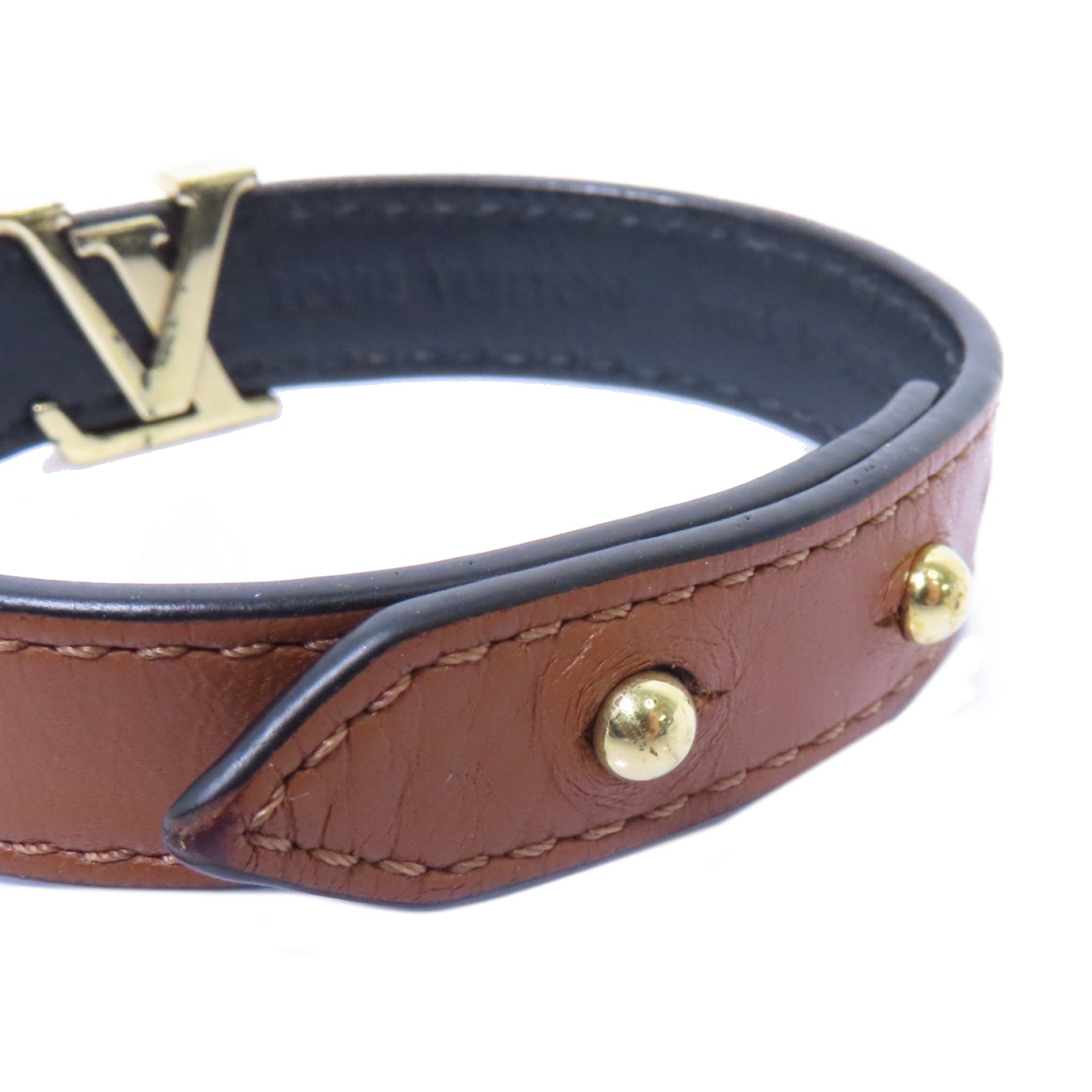 LOUIS VUITTON 【激減優惠】牛皮皮革Iconic Bracelet手帶啡色/金色