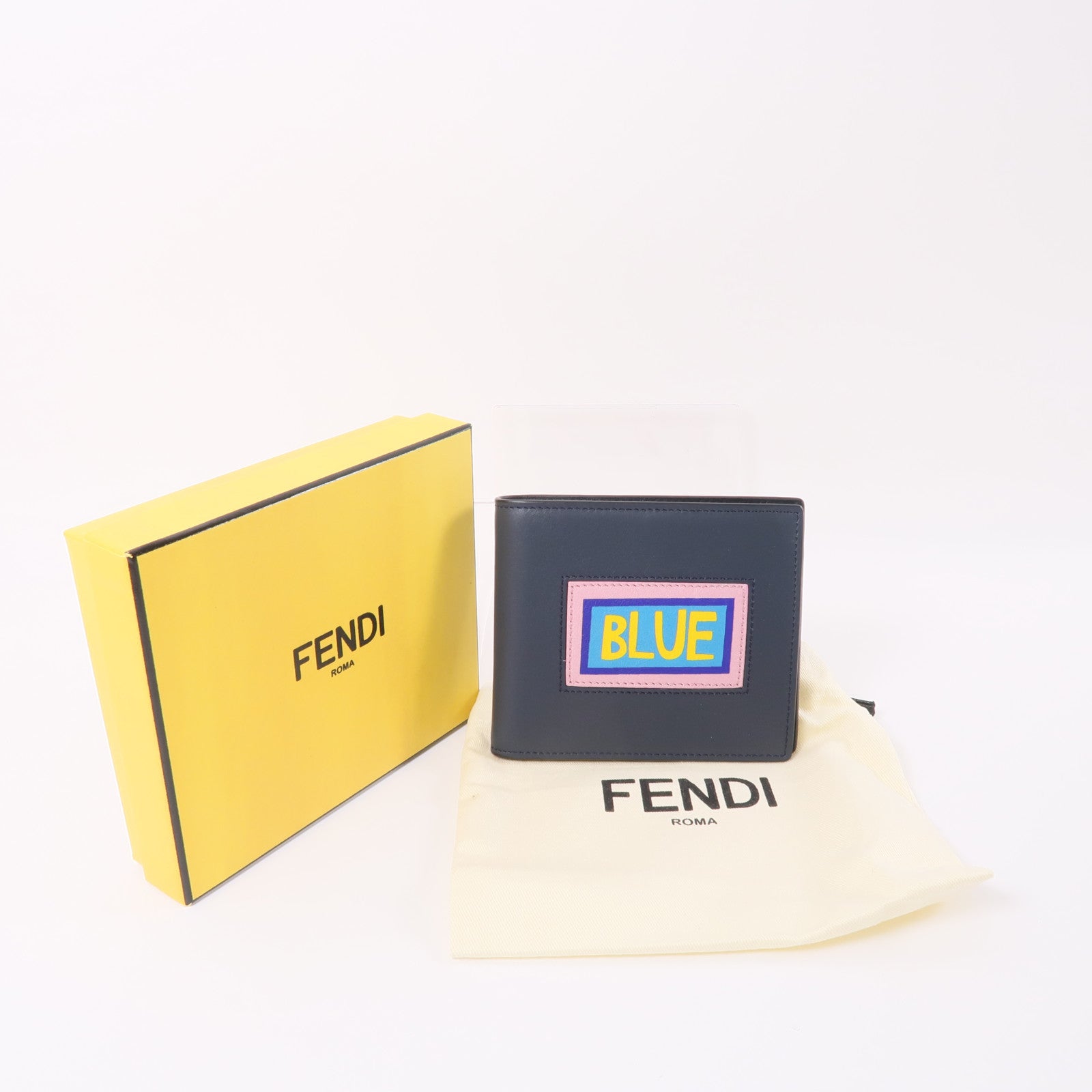 FENDI 【激減優惠】牛皮皮革Vocabulary Wallet錢包深藍色