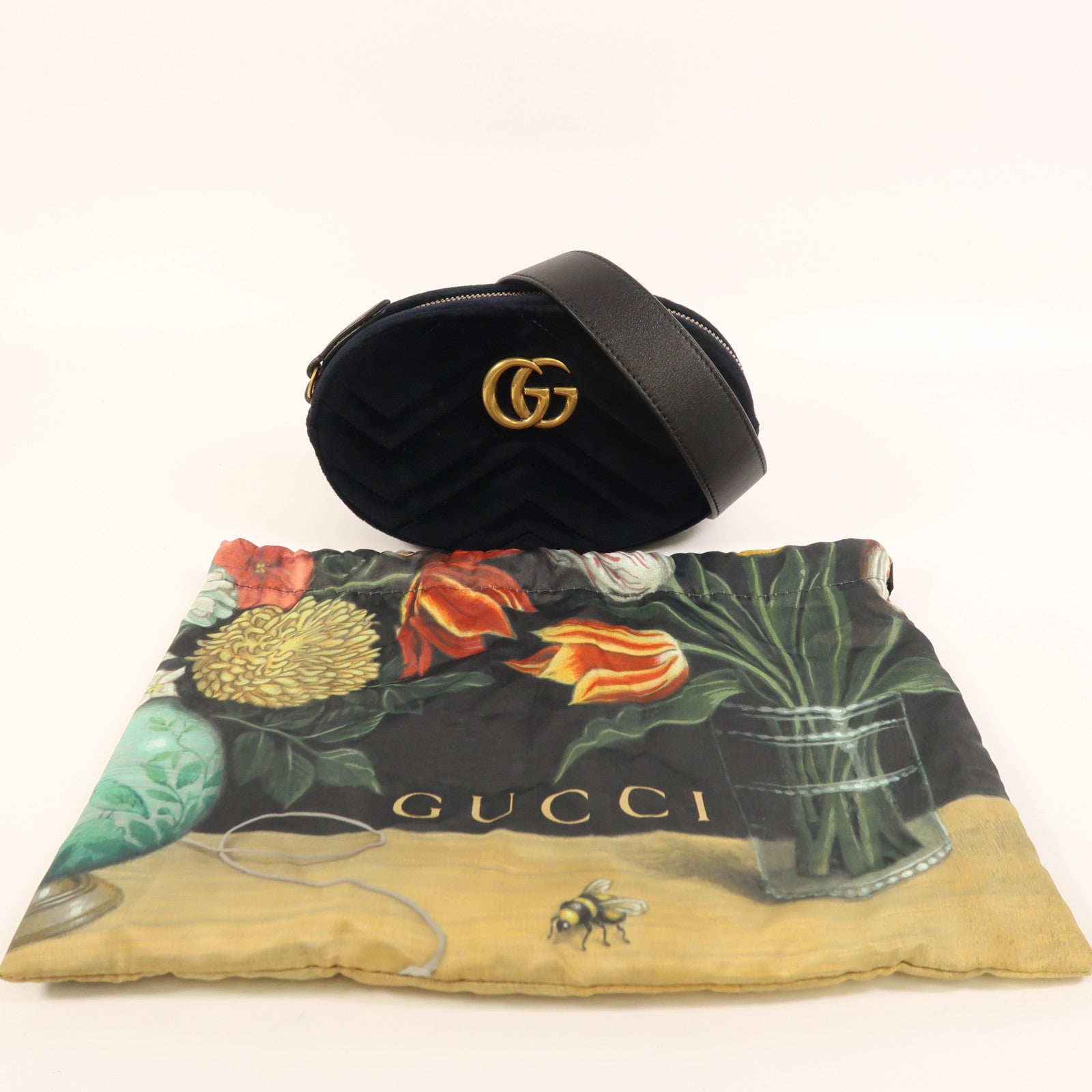 GUCCI 絨布GG Marmont Balt Bag金扣腰包