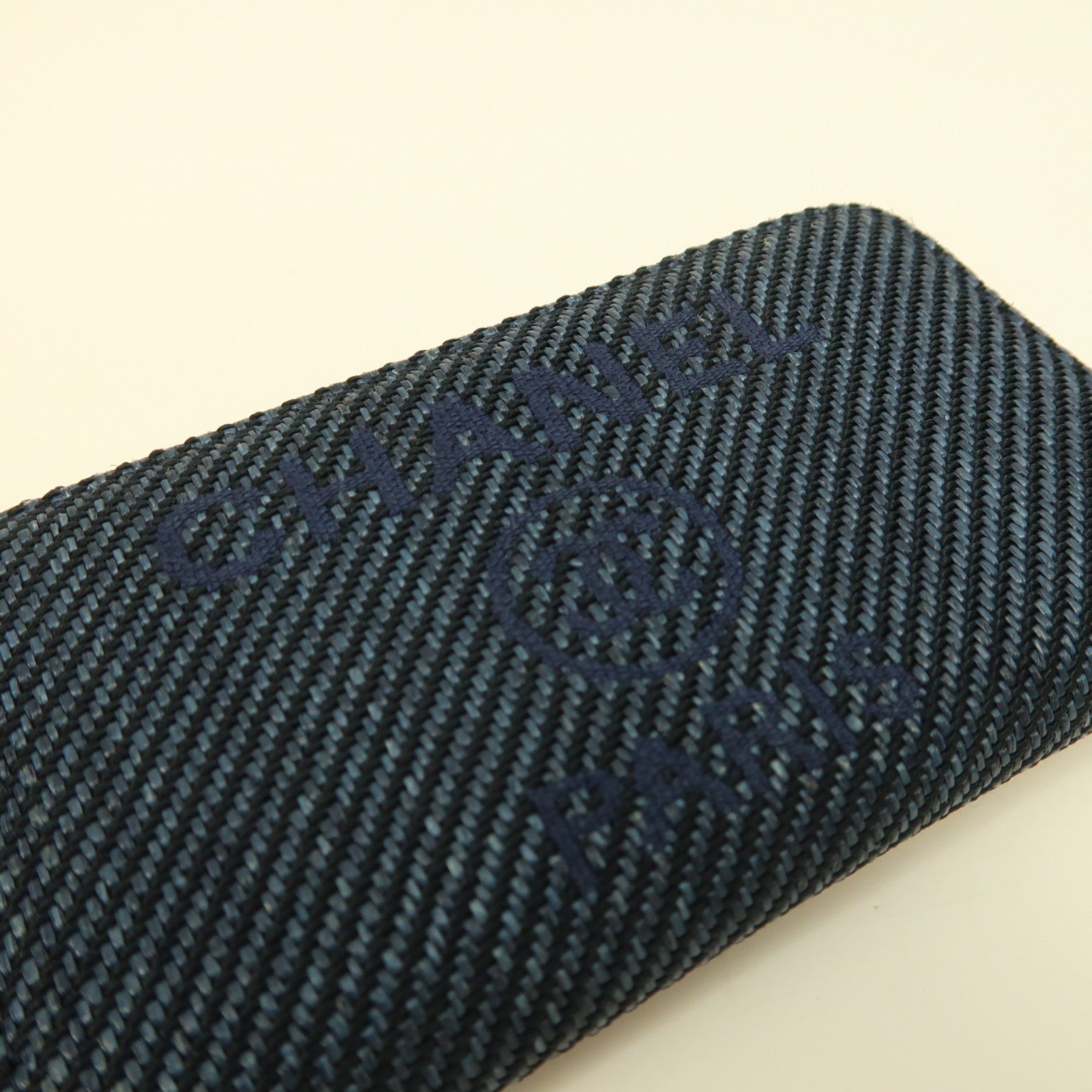 CHANEL 【激減優惠】牛仔布Deauville Small Zip Wallet金扣長錢包藍色